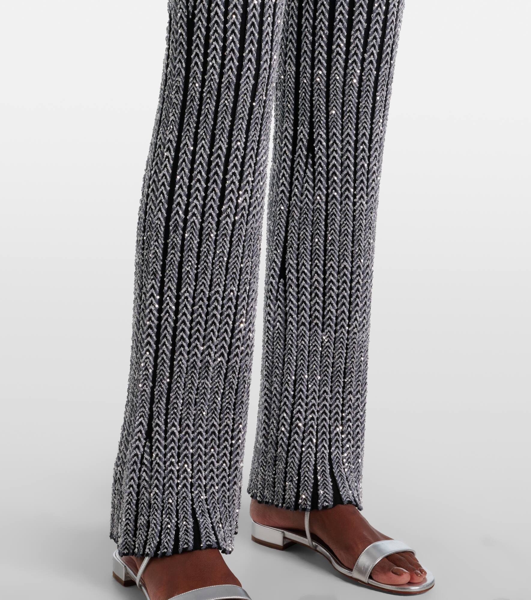 Chevron lamé flared pants - 5
