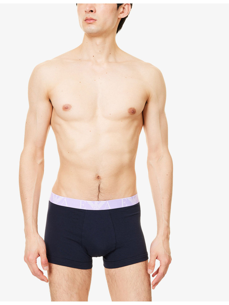 EMPORIO ARMANI Branded Mid-Rise Pack Of Three Stretch-Cotton Trunks outlook