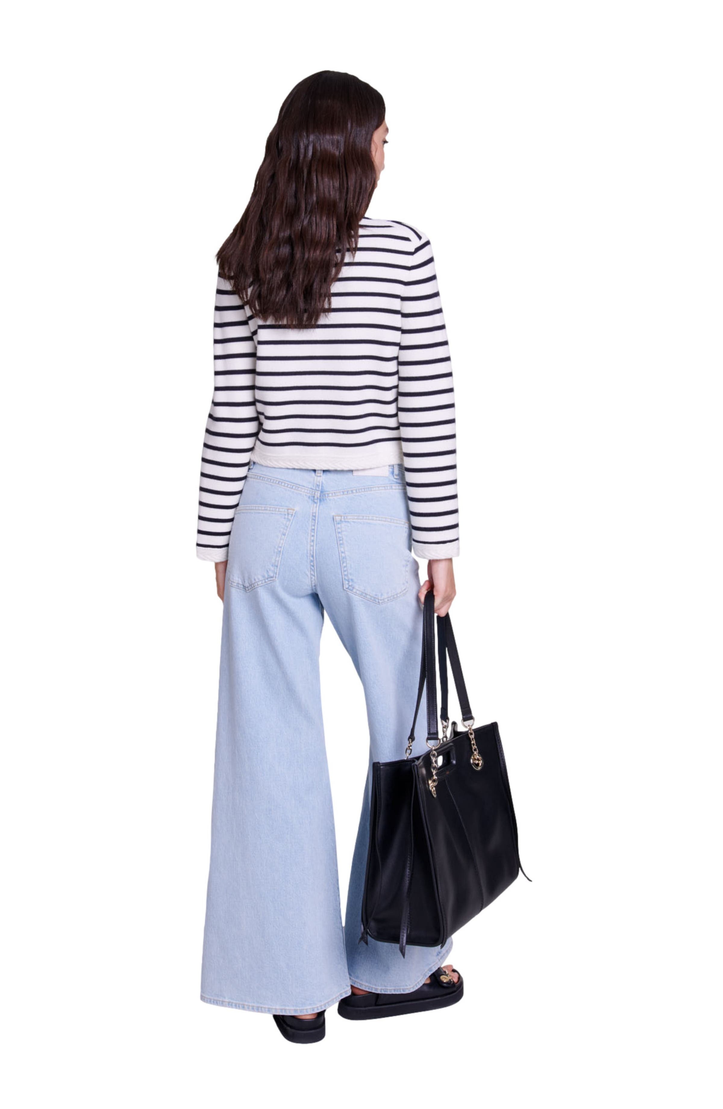 maje Striped knit cardigan in Navy /Ecru at Nordstrom - 2