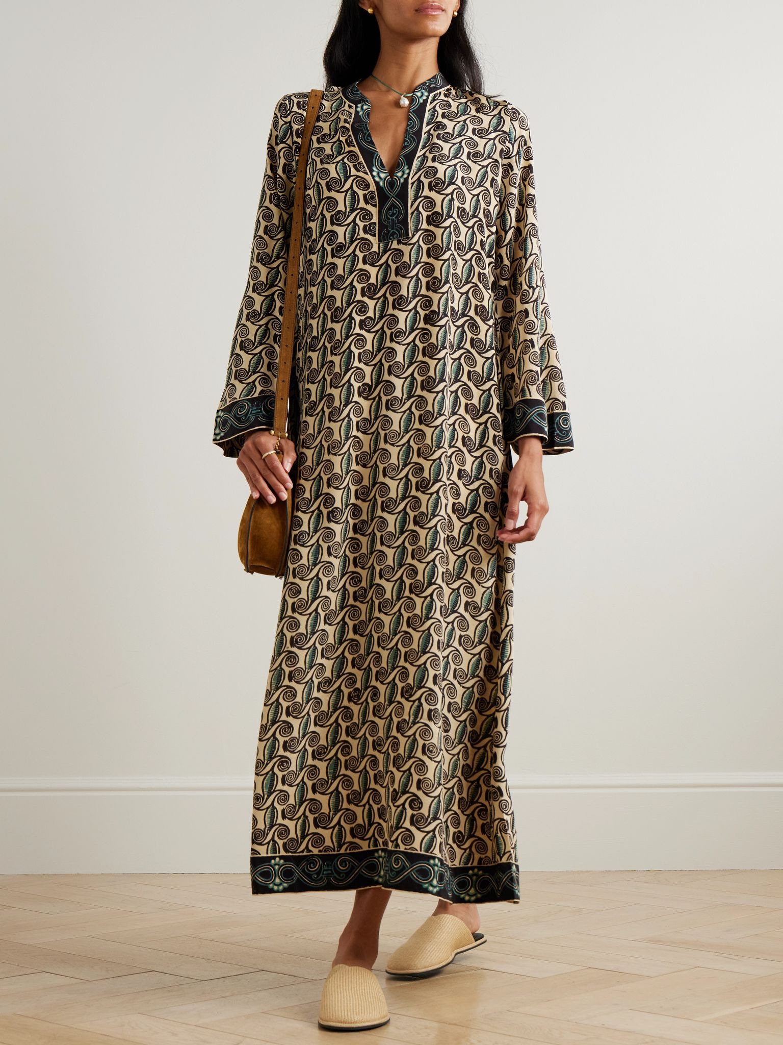 Jenna Kamares printed silk-voile kaftan Multi - 2