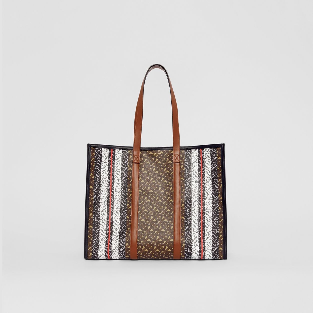 Monogram Stripe E-canvas Tote Bag - 1