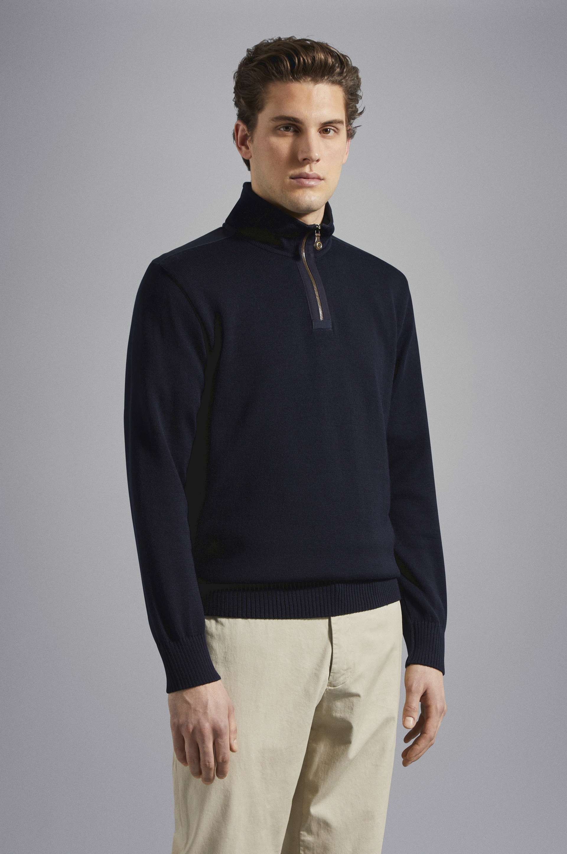 BRETAGNE WOOL HALF ZIP SWEATER WITH ICONIC BADGE - 7