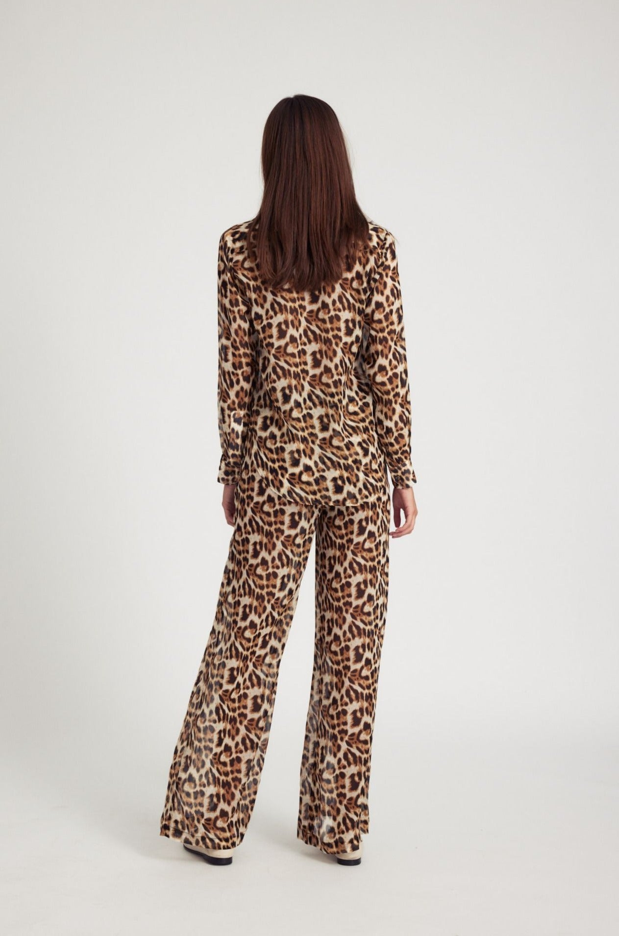 LEOPARD SILK WIDE LEG TROUSERS - 7