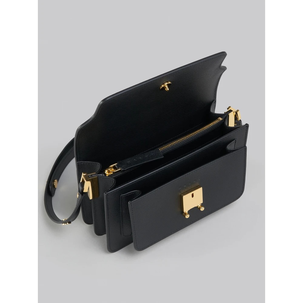 ★MARNI★ Saffiano Trunk East West Bag Black SBMP0121U0LV520 Marni Medium Trunk Shoulder Bag | Black | FARFETCH