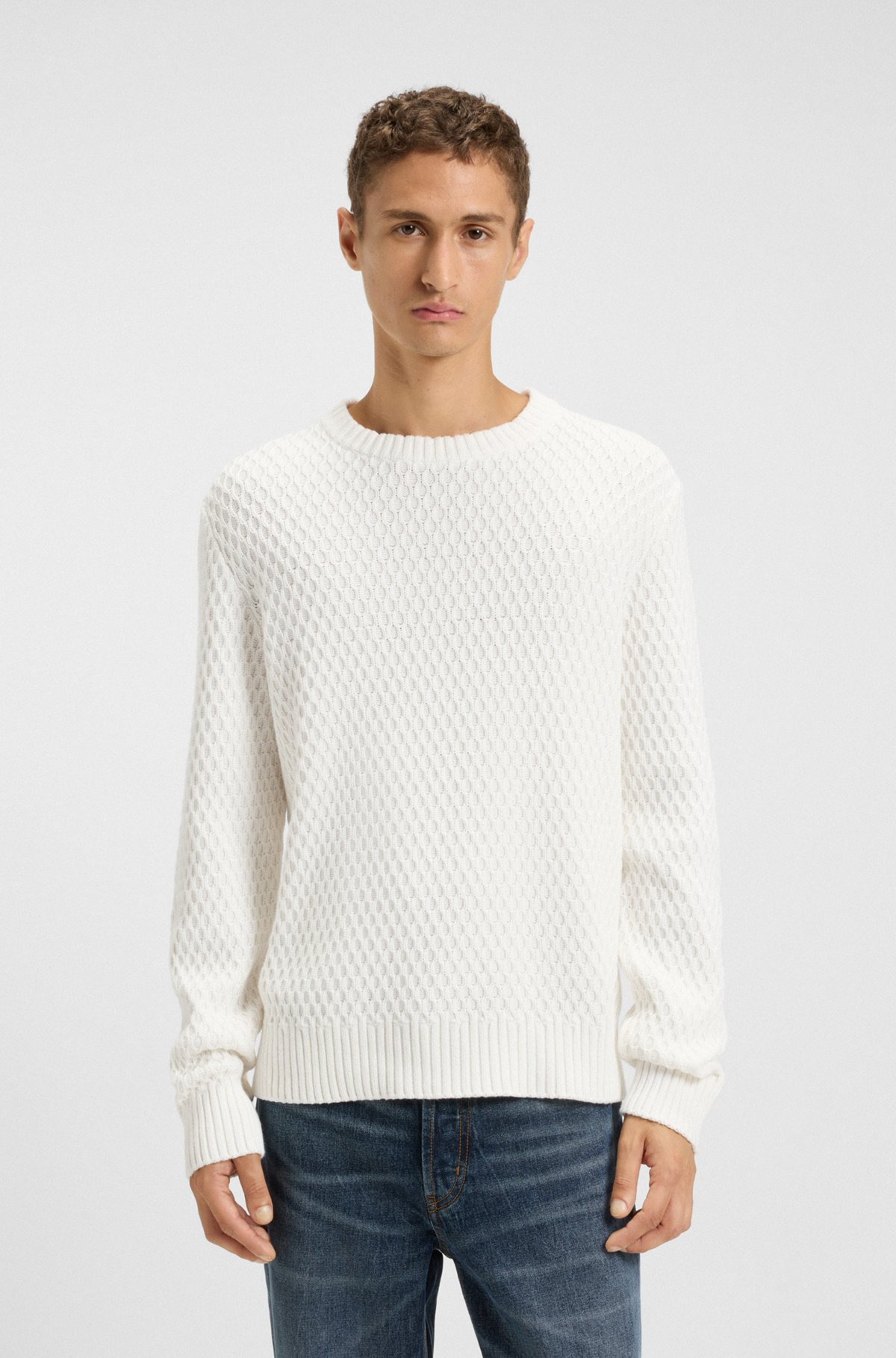 COTTON SWEATER WITH 3D KNIT STRUCTURE - 2