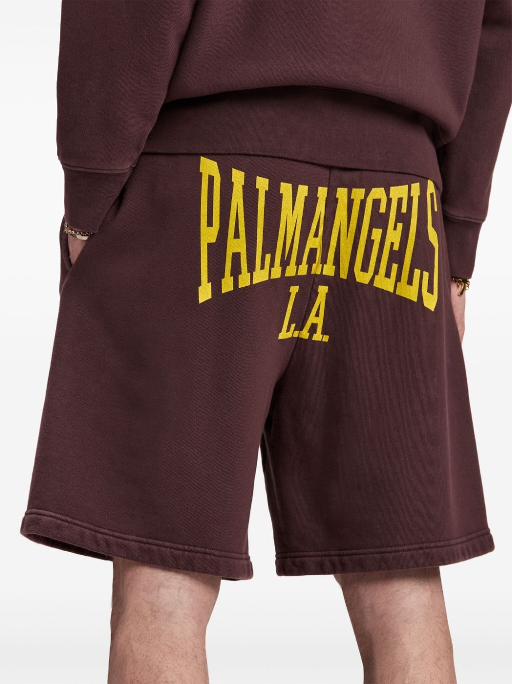logo-print cotton track shorts - 6