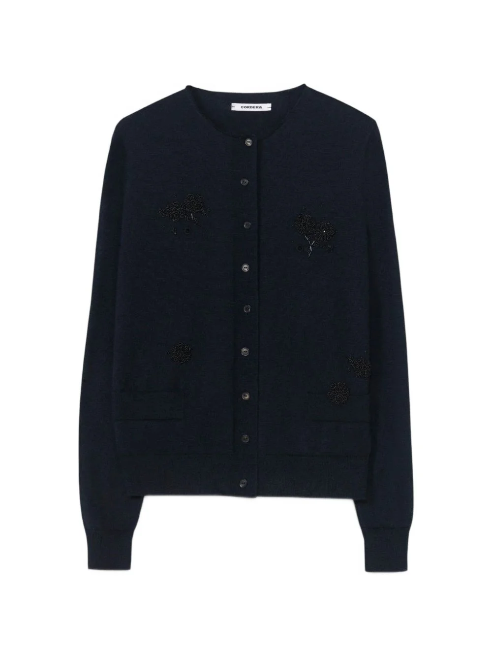 bead-embellished floral-patch cardigan - 1