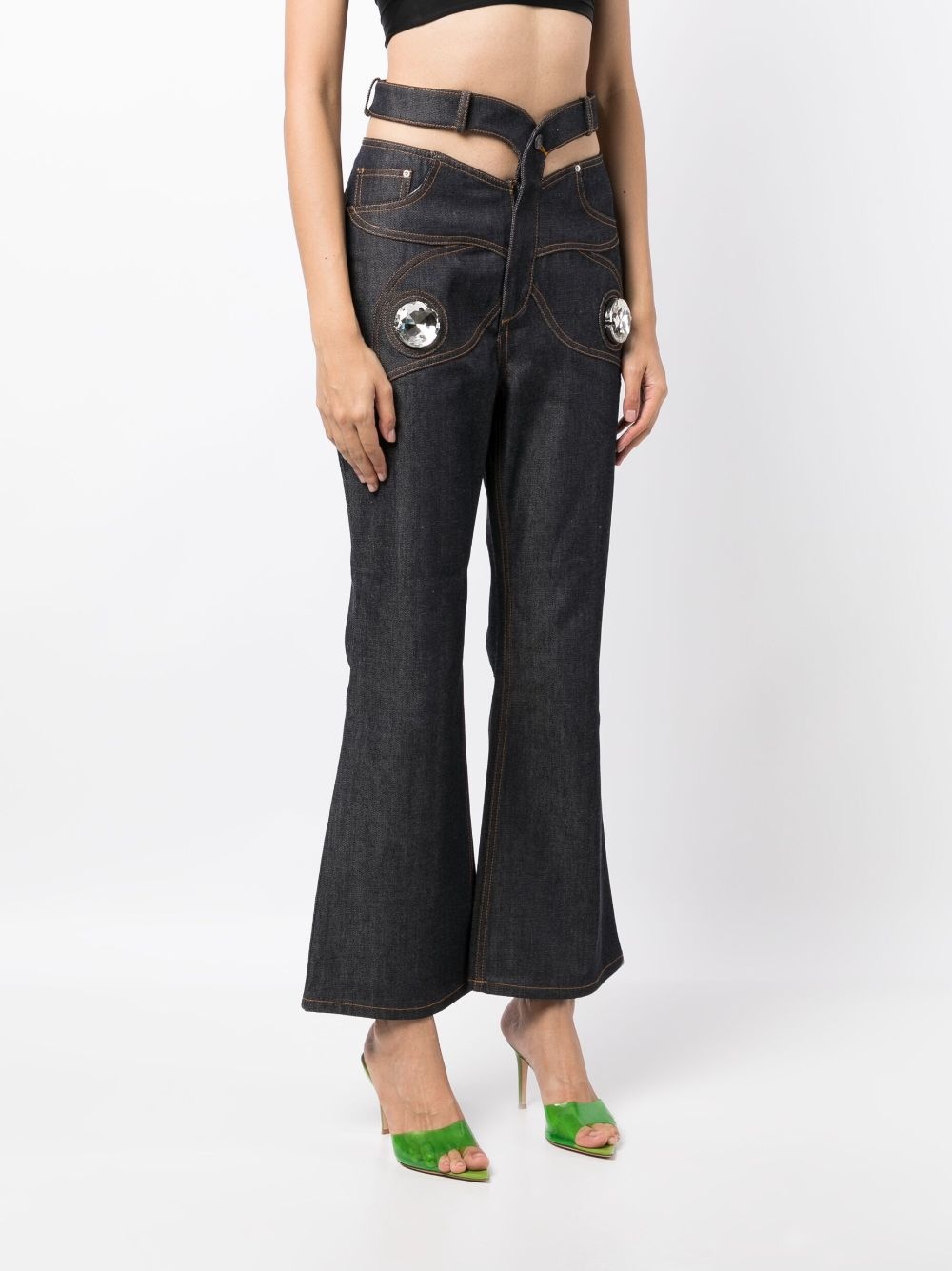 Butterfly cut-out flared jeans - 3