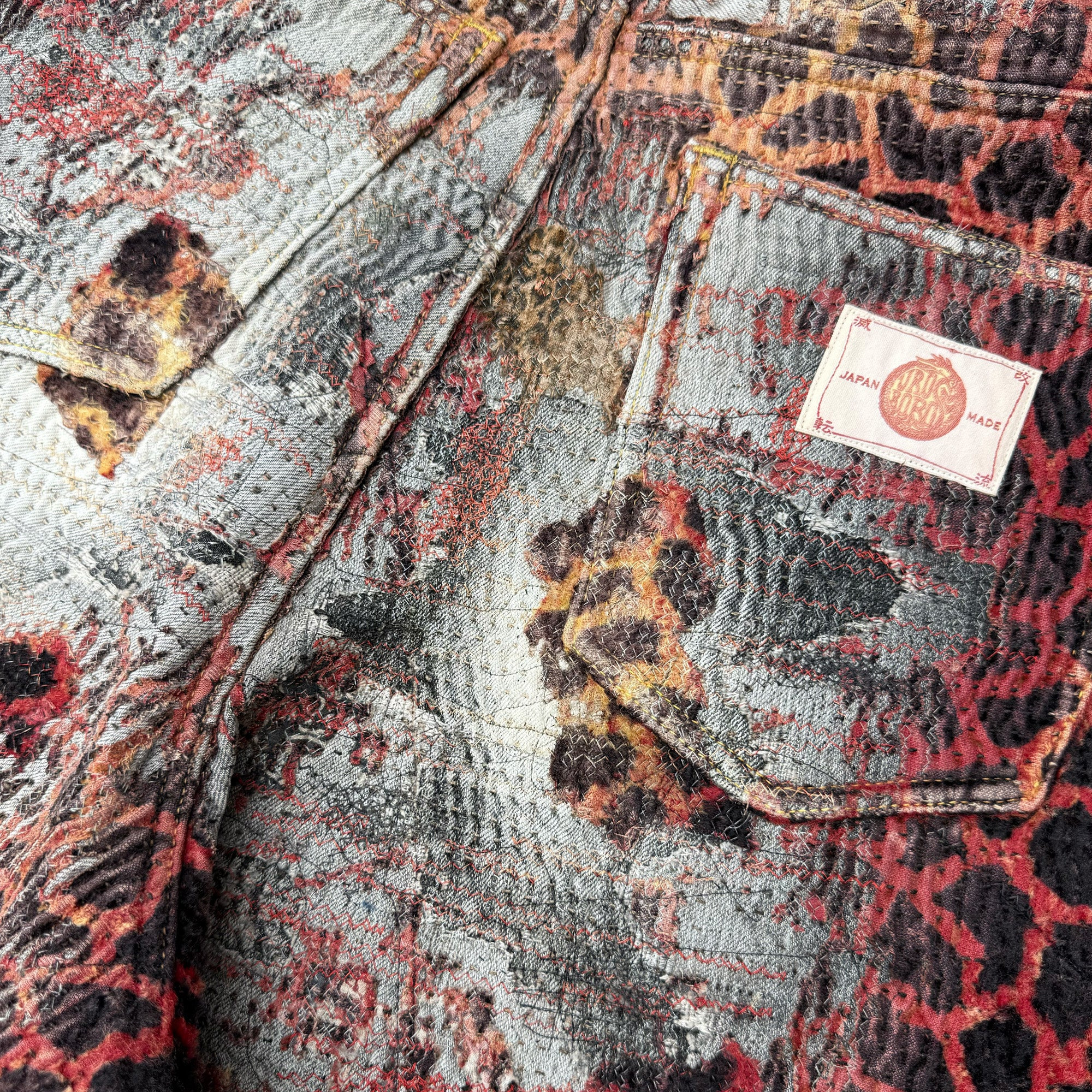 GIRAFFE ECO FUR BORO x STUDS BAGGY SHORTS - 5
