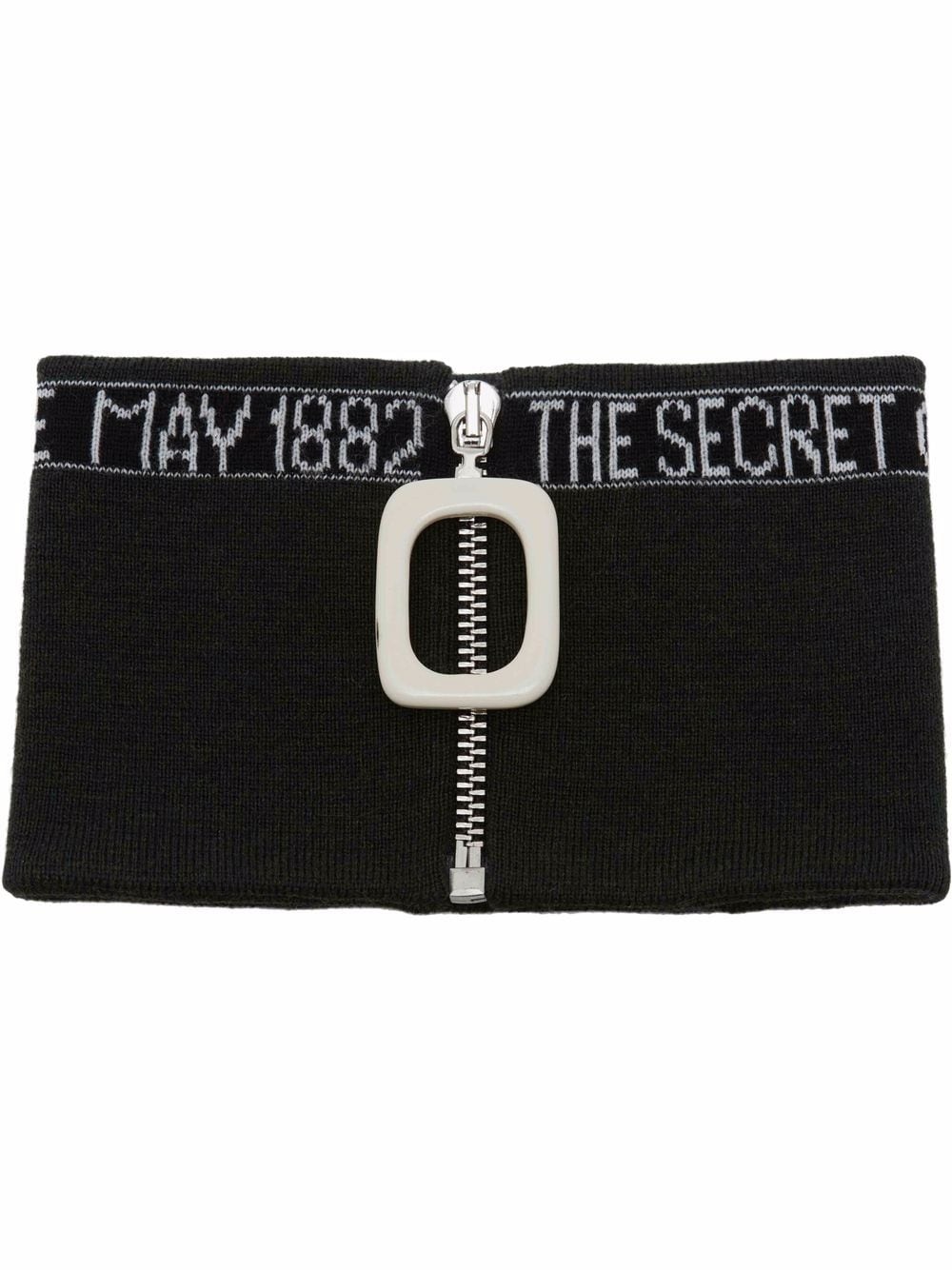 intarsia-slogan neckband - 1