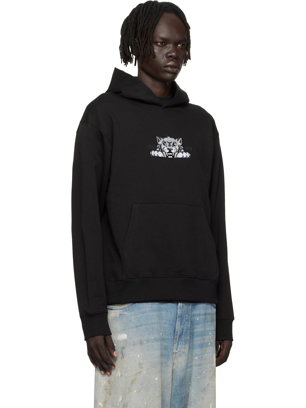 Black Kenzo Paris 'KENZO Happy Tiger' Embroidered Hoodie - 2