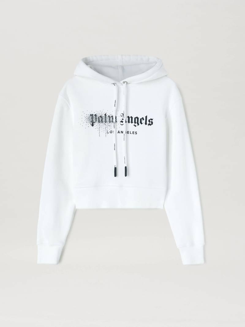 RHINESTONE SPRAYED LOGO HOODIE 1