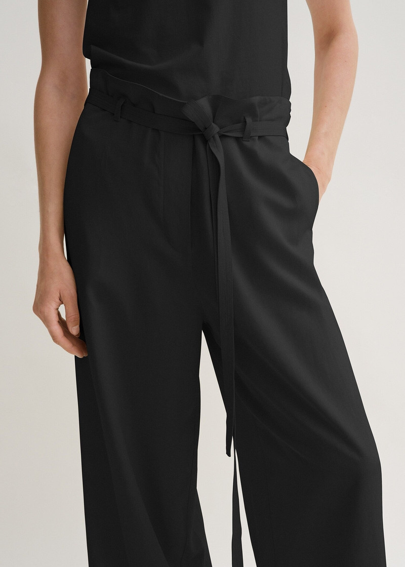Fluid tie-waist trousers black 5