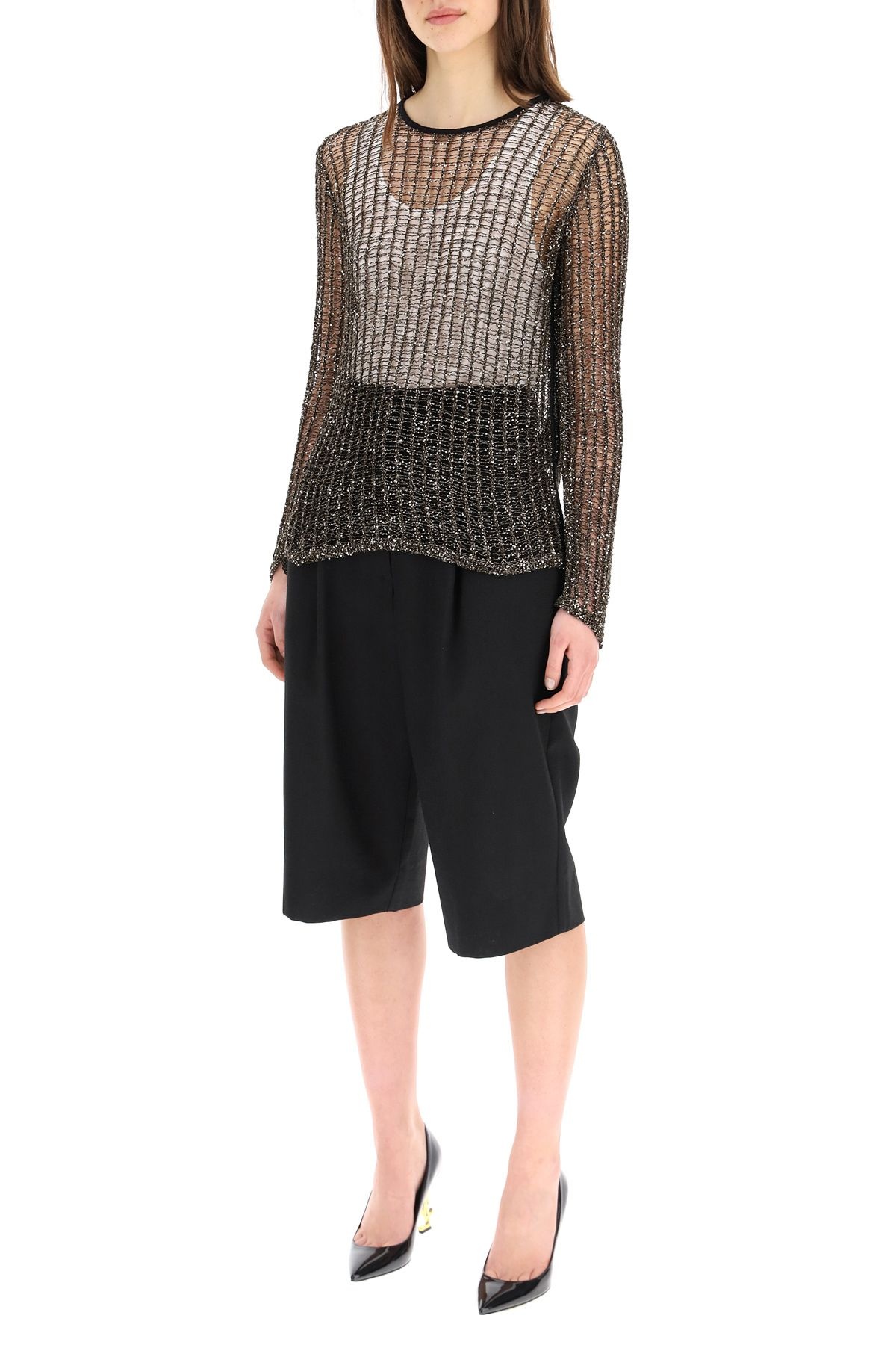 SEQUINED OPENWORK SWEATER - 2