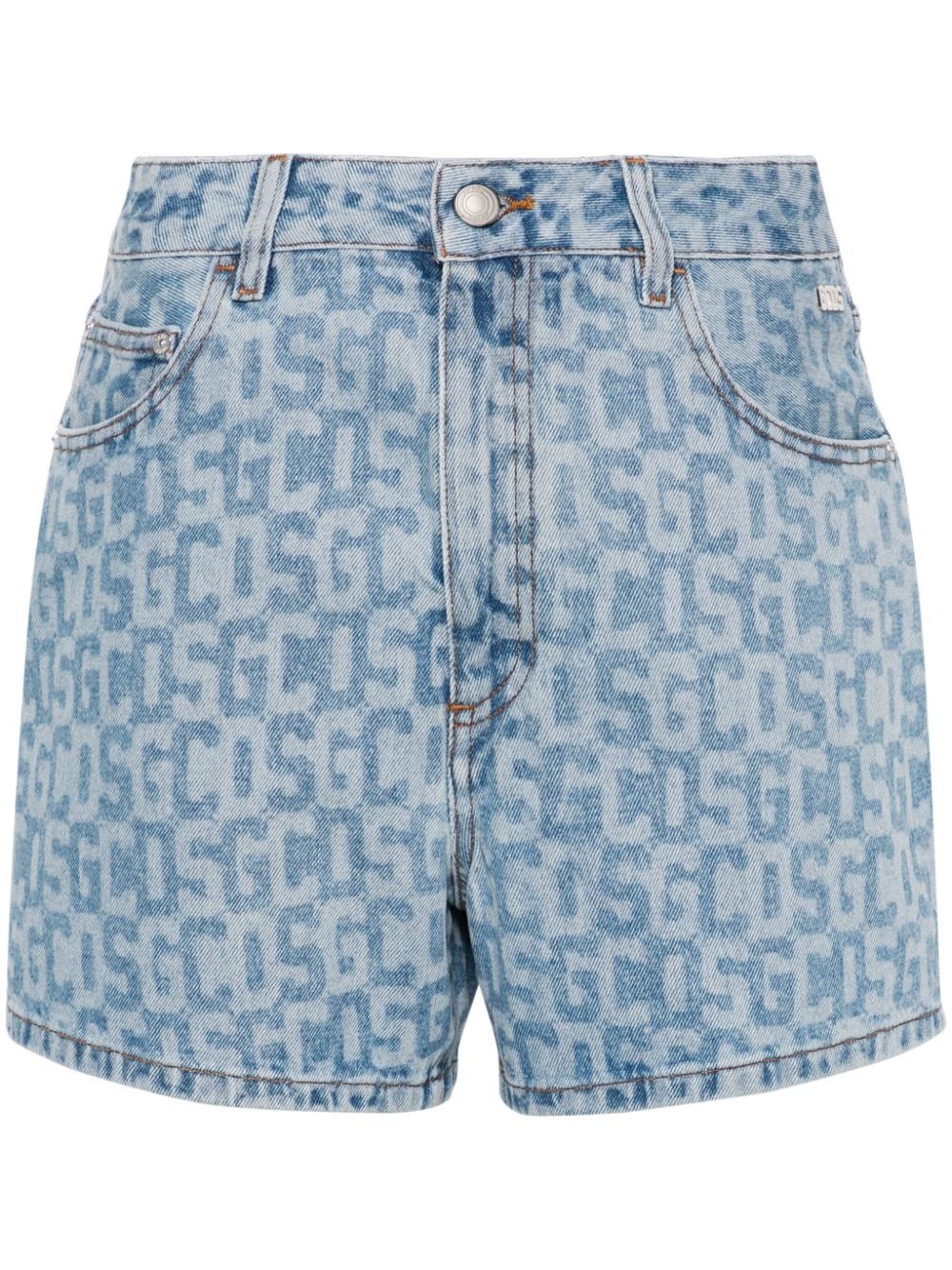 monogram high-rise denim shorts - 1