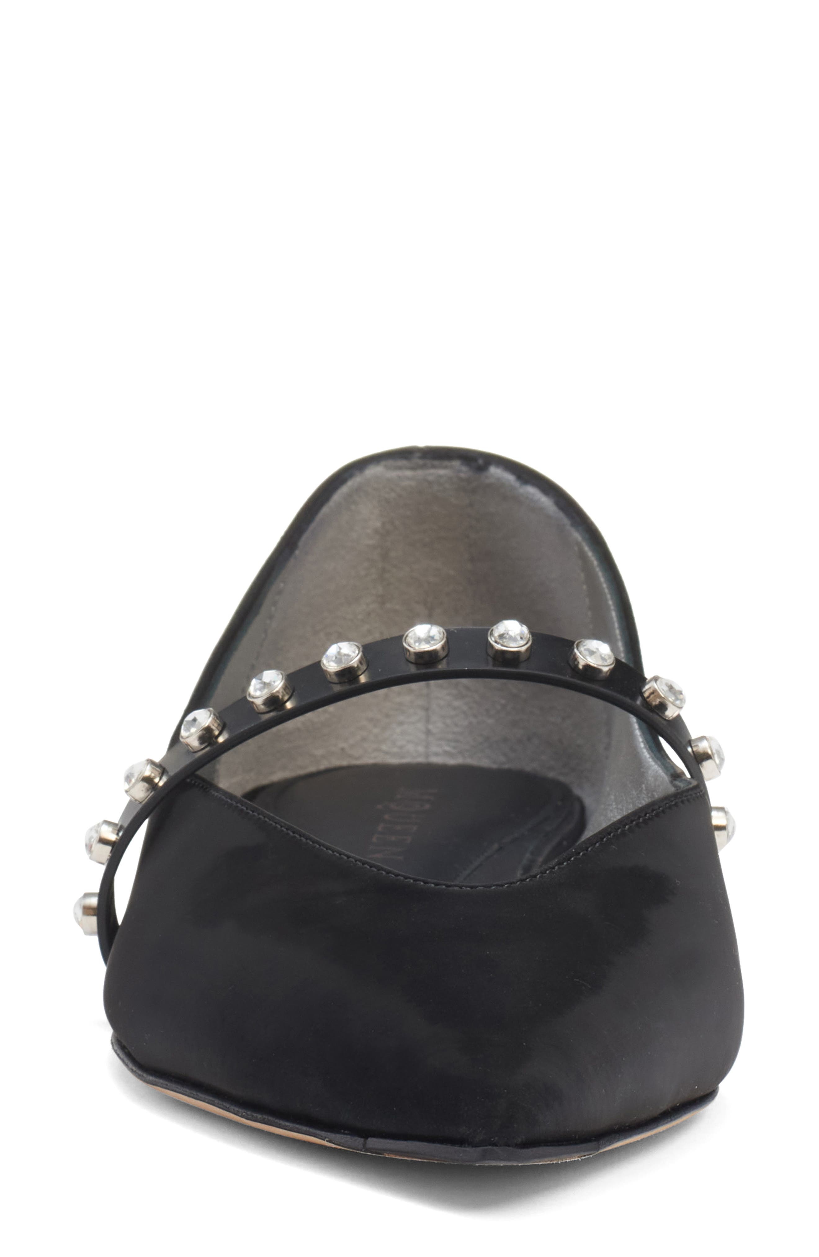 McQueen Crystal Embellished Pointed Toe Mary Jane Flat in Black/Black/Silver at Nordstrom - 4