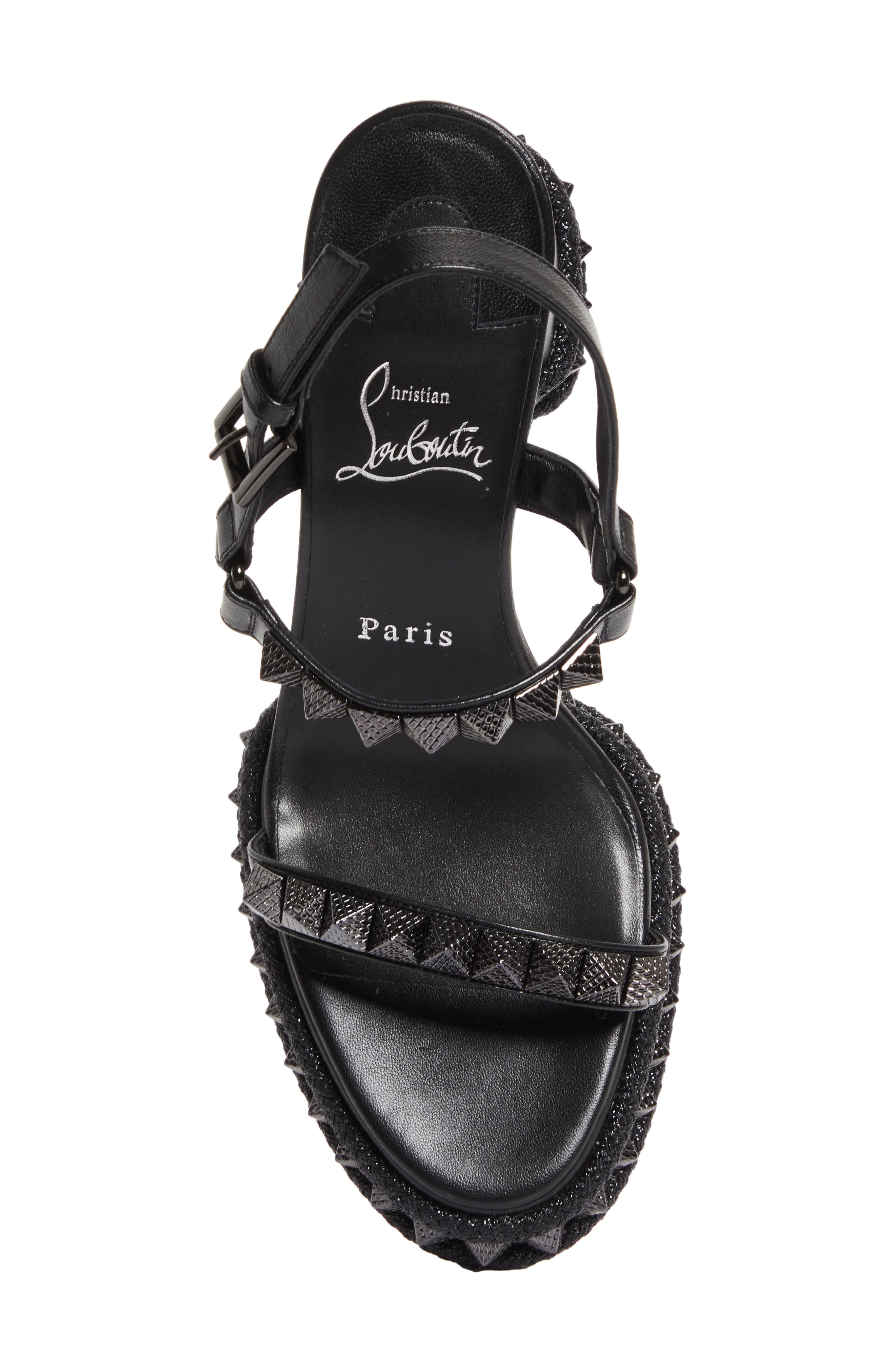 Christian Louboutin Superaclou Espadrille Sandal in Black/Lin Black at Nordstrom - 5