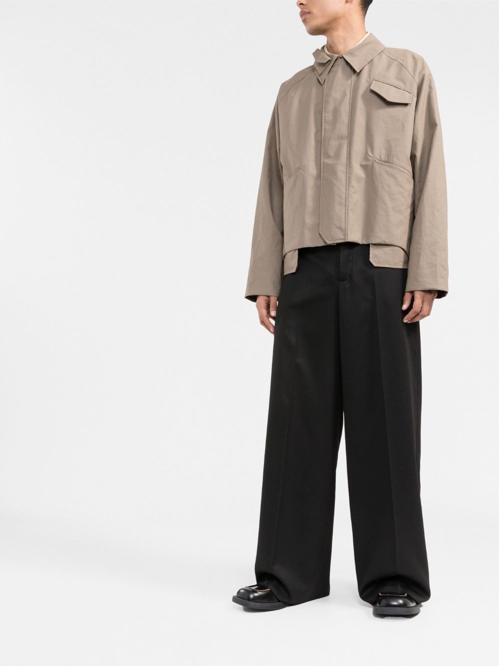 asymmetric-hem shirt jacket - 2