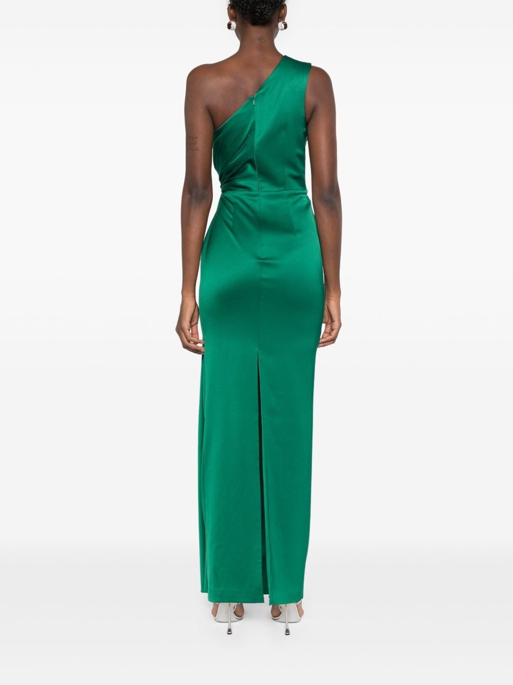 one-shoulder satin dress - 4