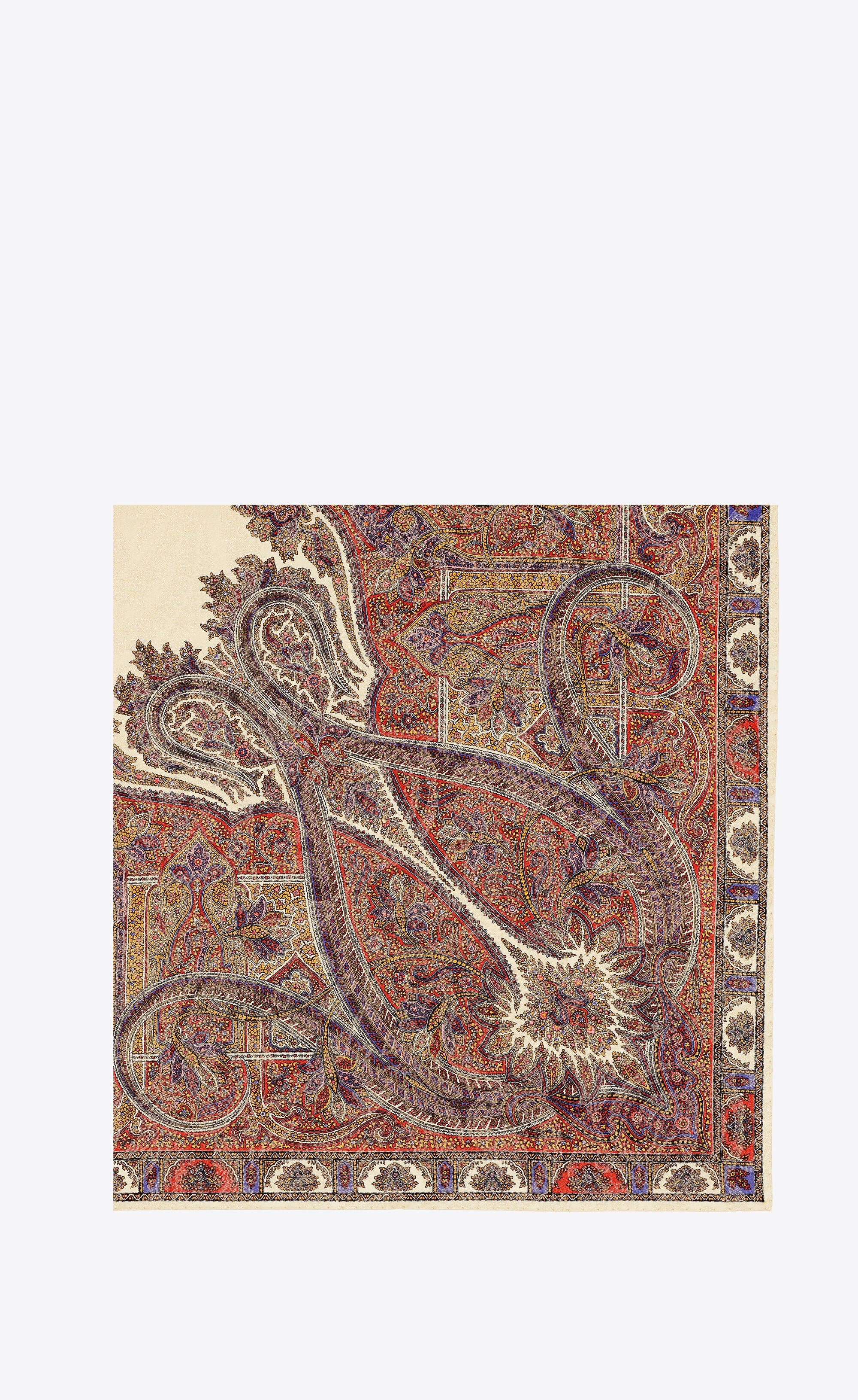 square scarf in vintage paisley jacquard - 1