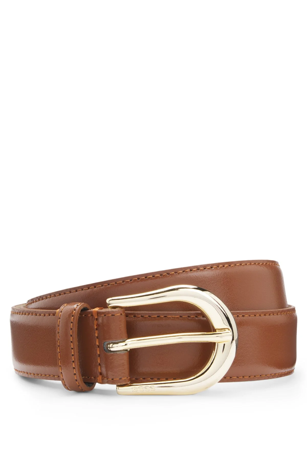 GOLDEN-BUCKLE BELT IN ITALIAN LEATHER - 1