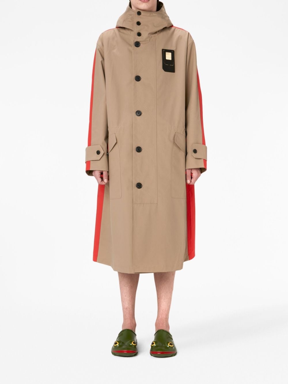colour-block hooded parka - 2