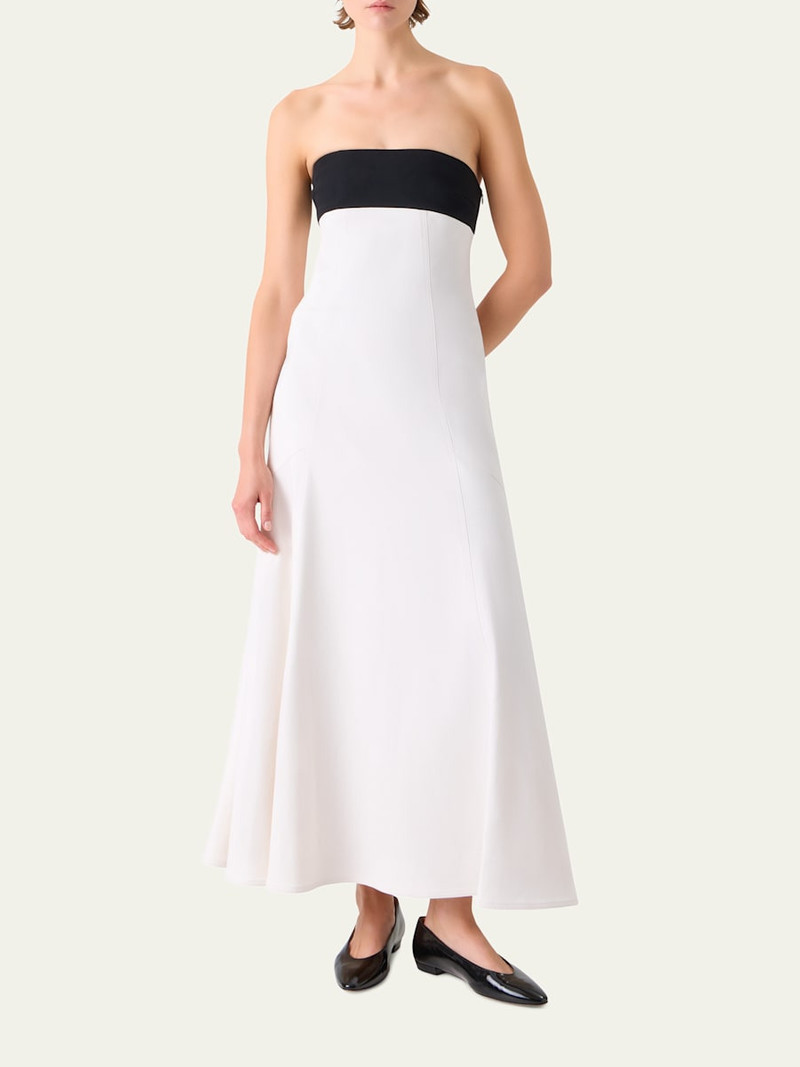 AKRIS Strapless Denim A-Line Ankle Dress outlook
