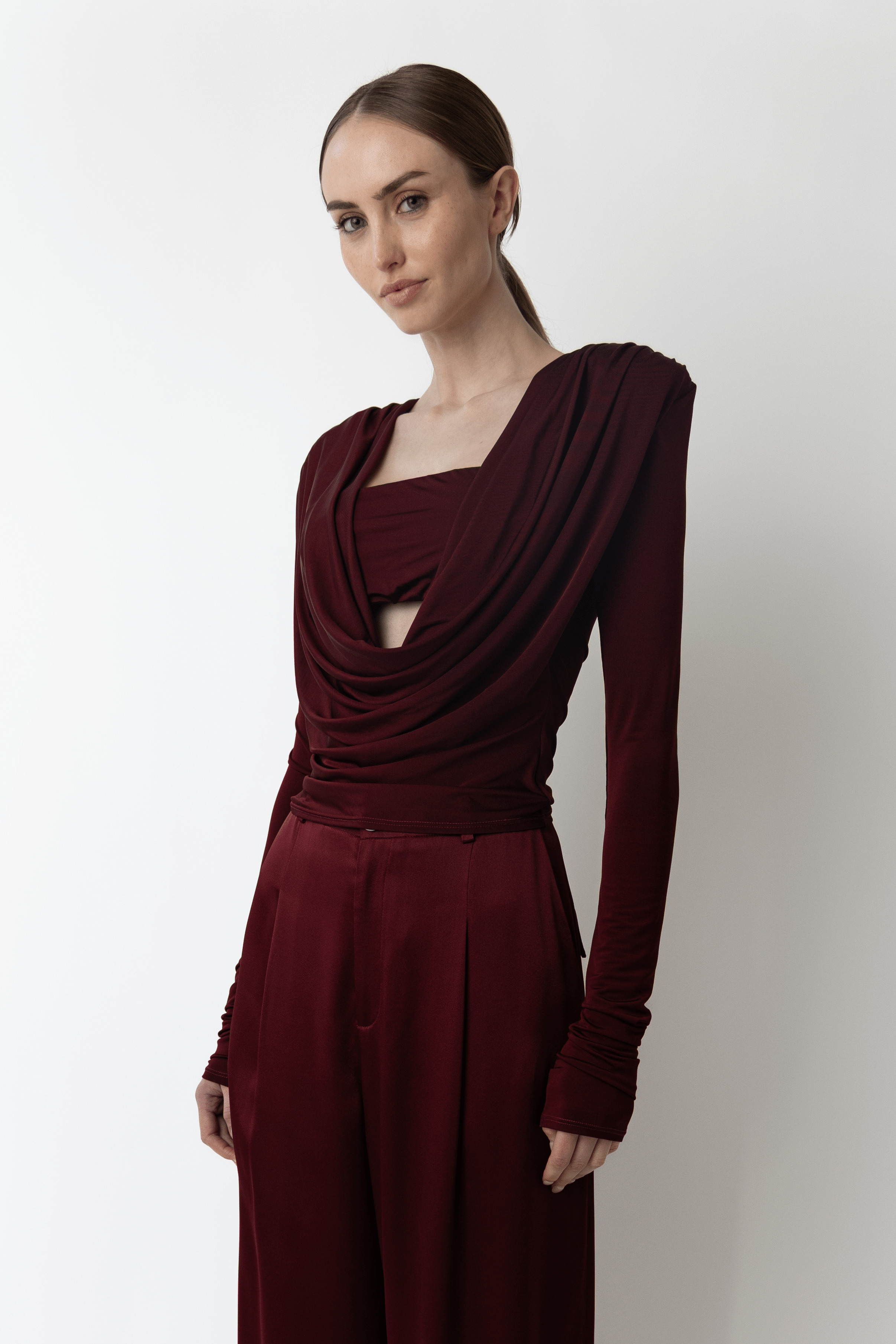 Jersey Cowl Neck Bandeau Top - 4