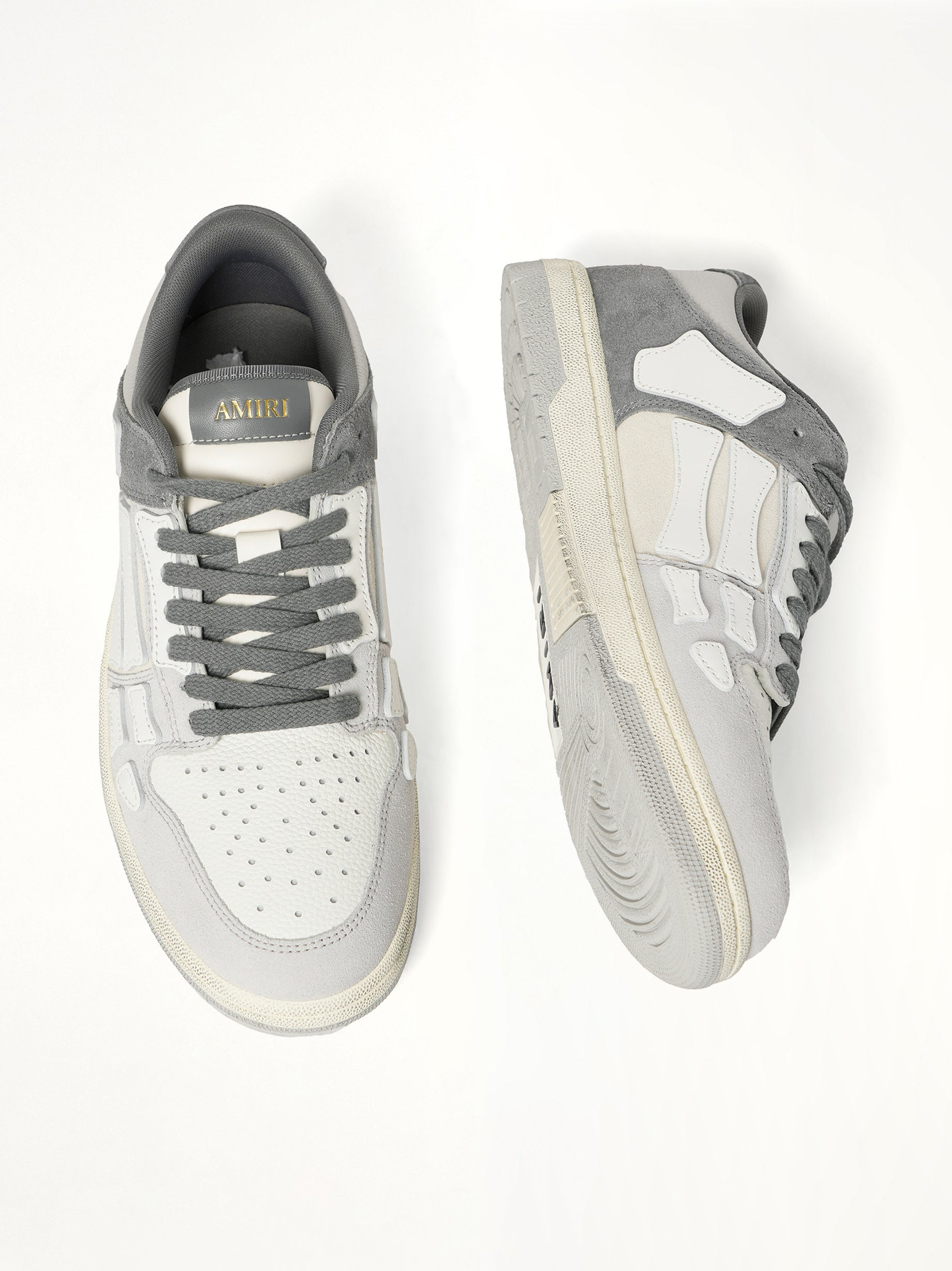 Distressed Skeleton Low Top Sneaker in Dark Grey - 4