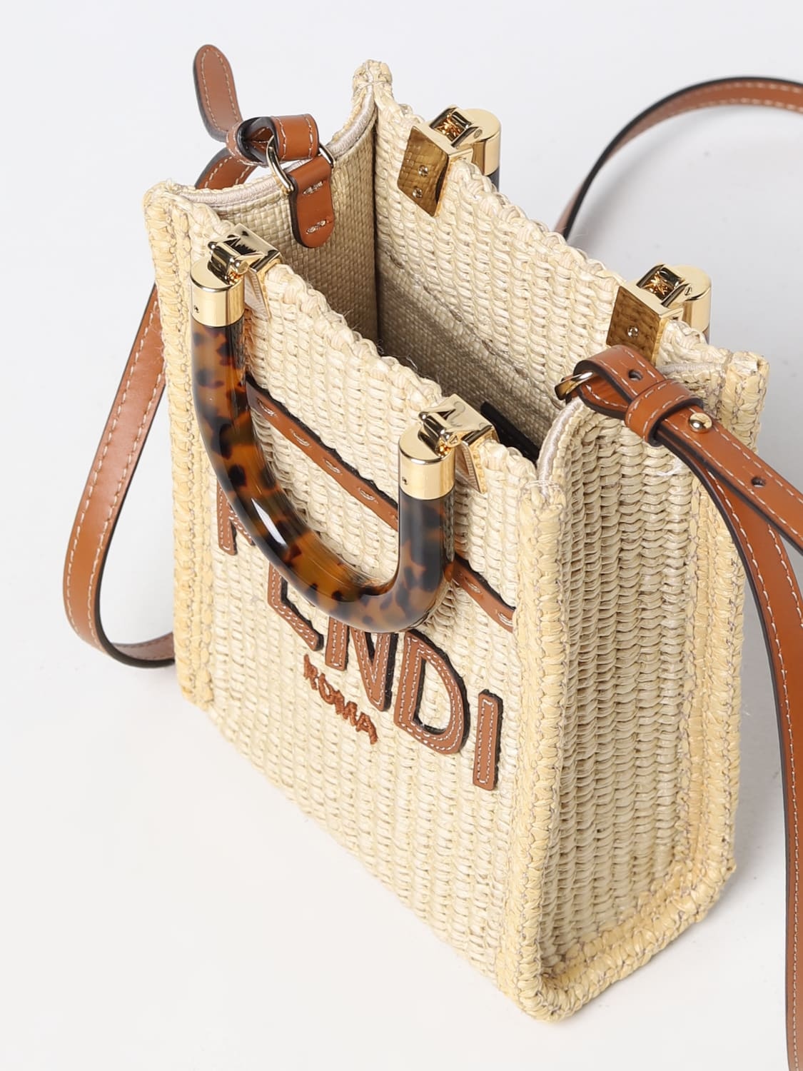 【関税&送料込】Fendi Rafia Medium Sunshine Shopping Bag Fendi Rafia Medium Sunshine Shopping Bag Natural / Gianduia
