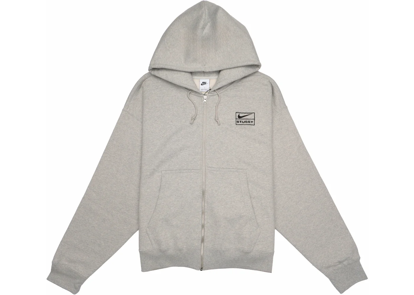 Stussy x Nike Fleece Zip Hoodie Grey Heather - 1