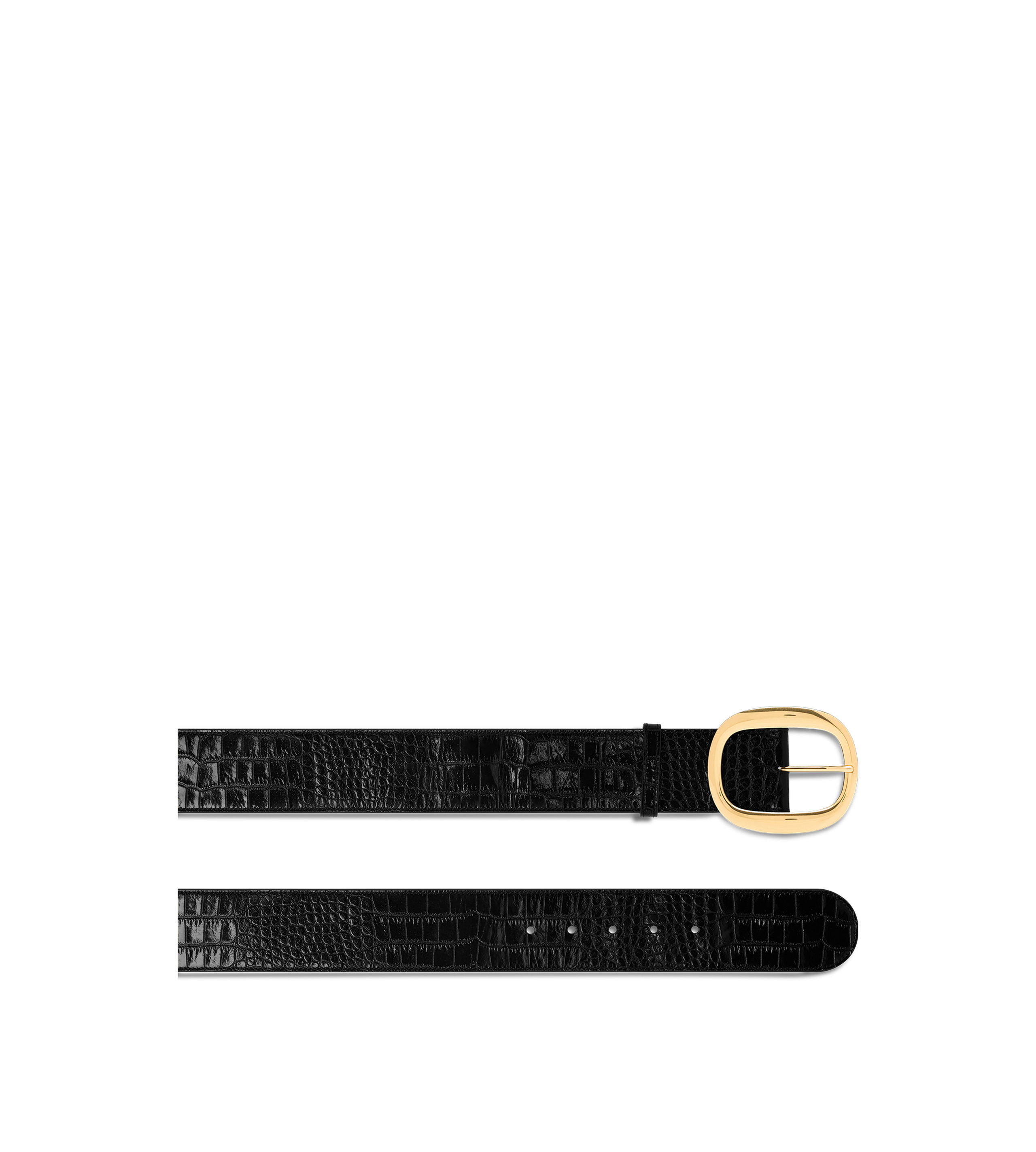 SHINY STAMPED CROCODILE LEATHER URSULA BELT - 2