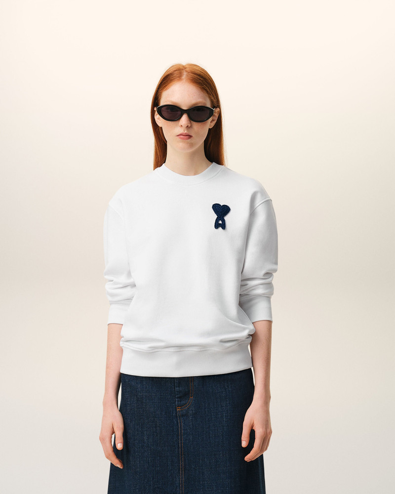 AMI Paris WHITE COTTON KNITTED AMI DE COEUR SWEATSHIRT outlook