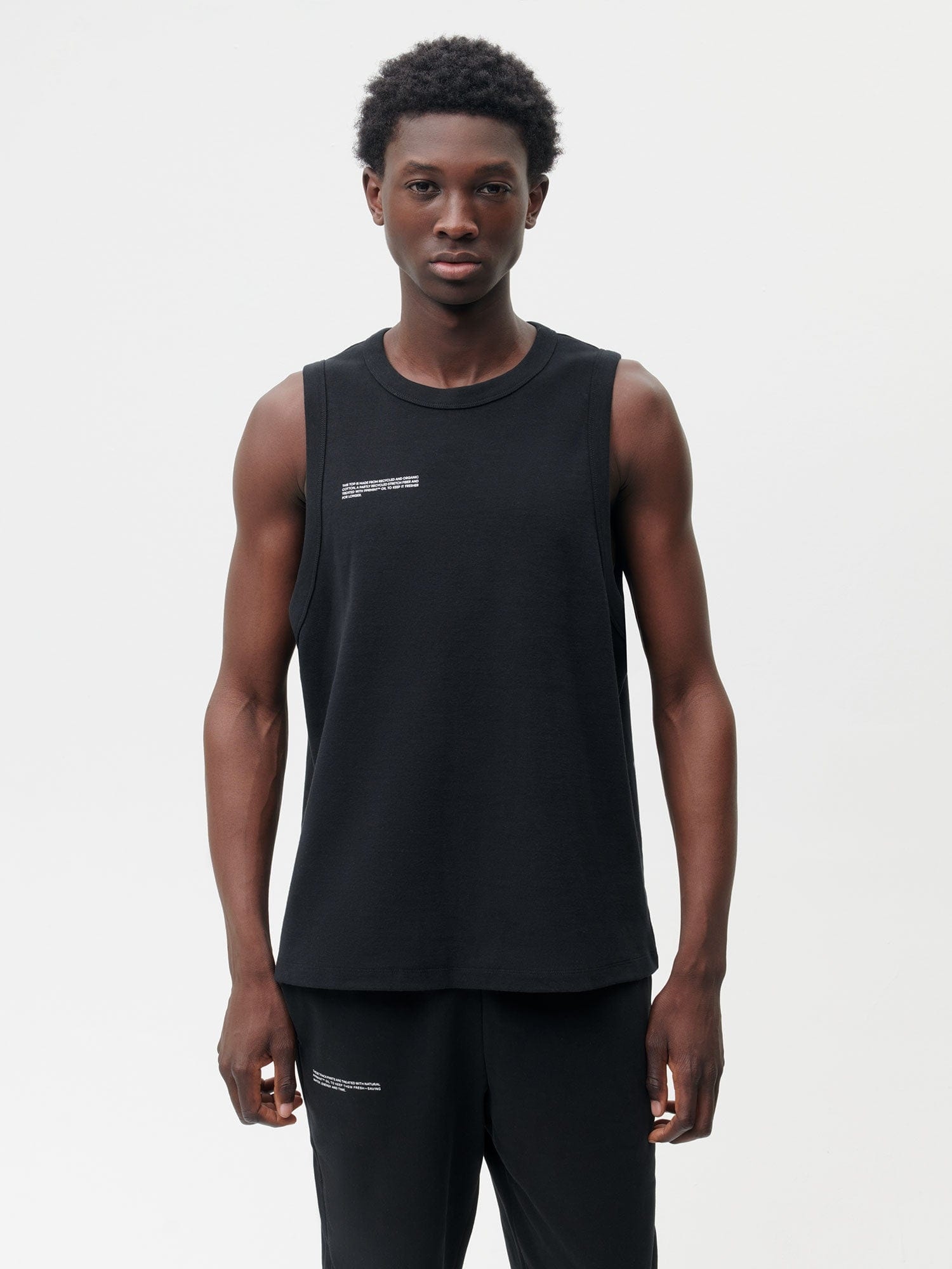 Men's Cotton Tank Top - Black - 2
