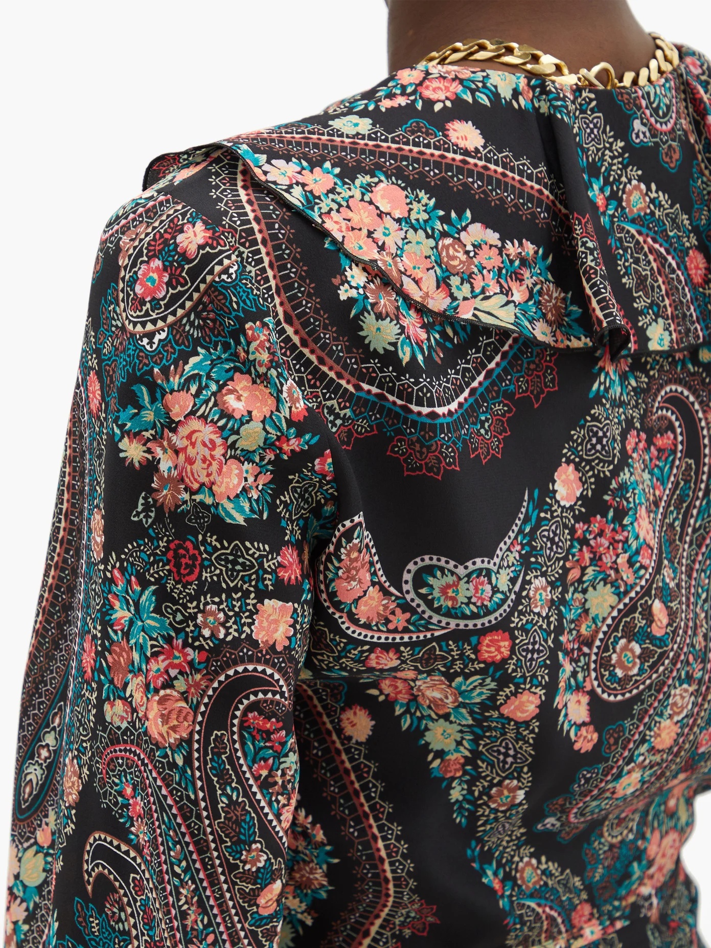 Flounced paisley-print silk-georgette wrap blouse - 3