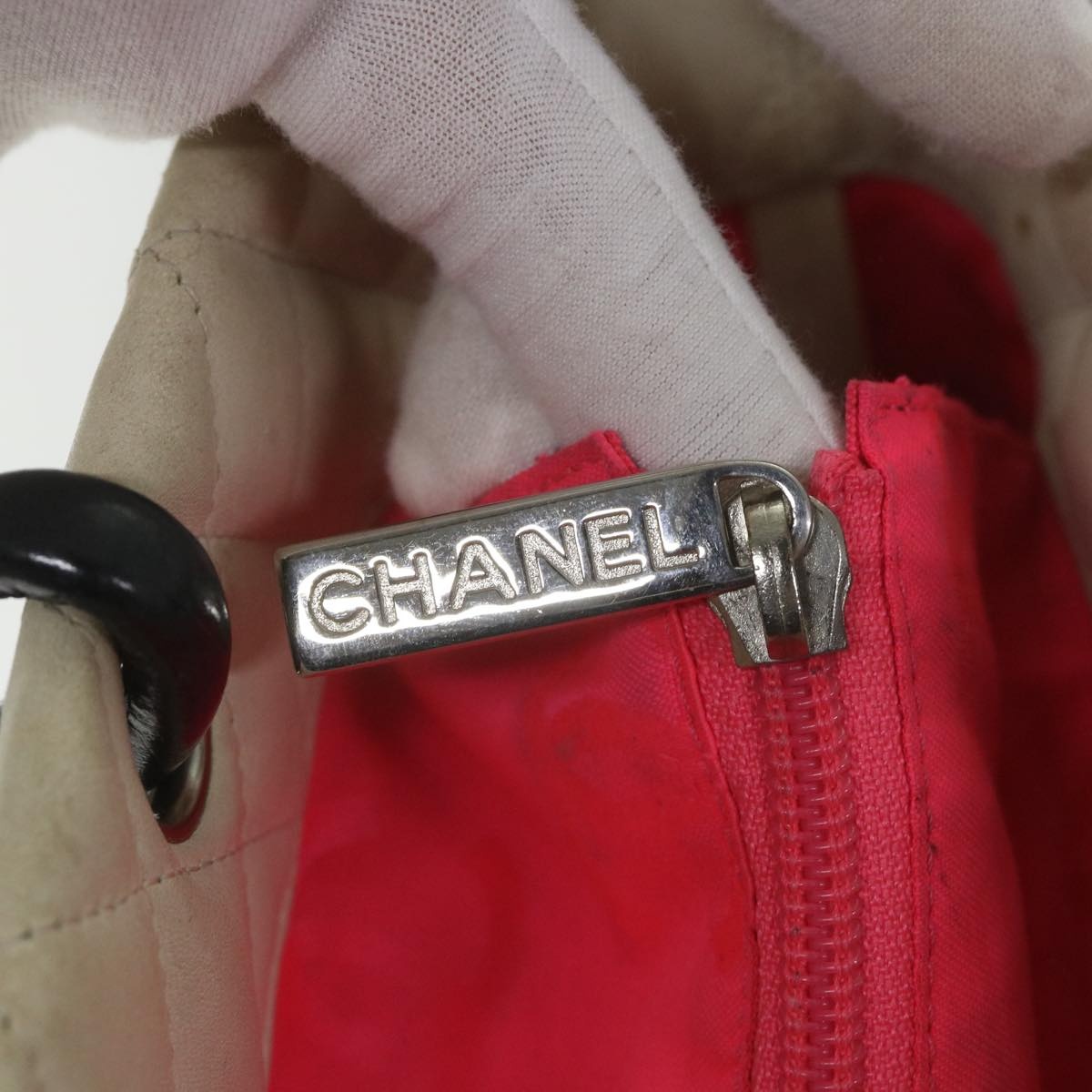 CHANEL Cambon Line Tote Bag Leather White CC - 16