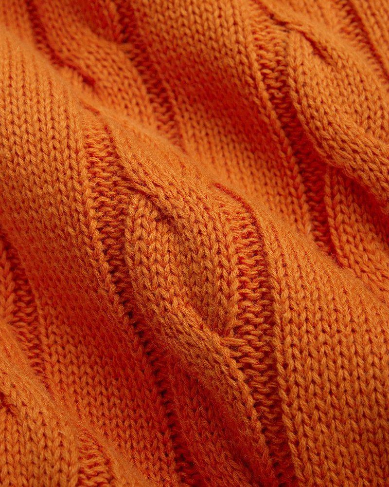 ORANGE LINEN/COTTON CABLE KNIT SWEATER 3