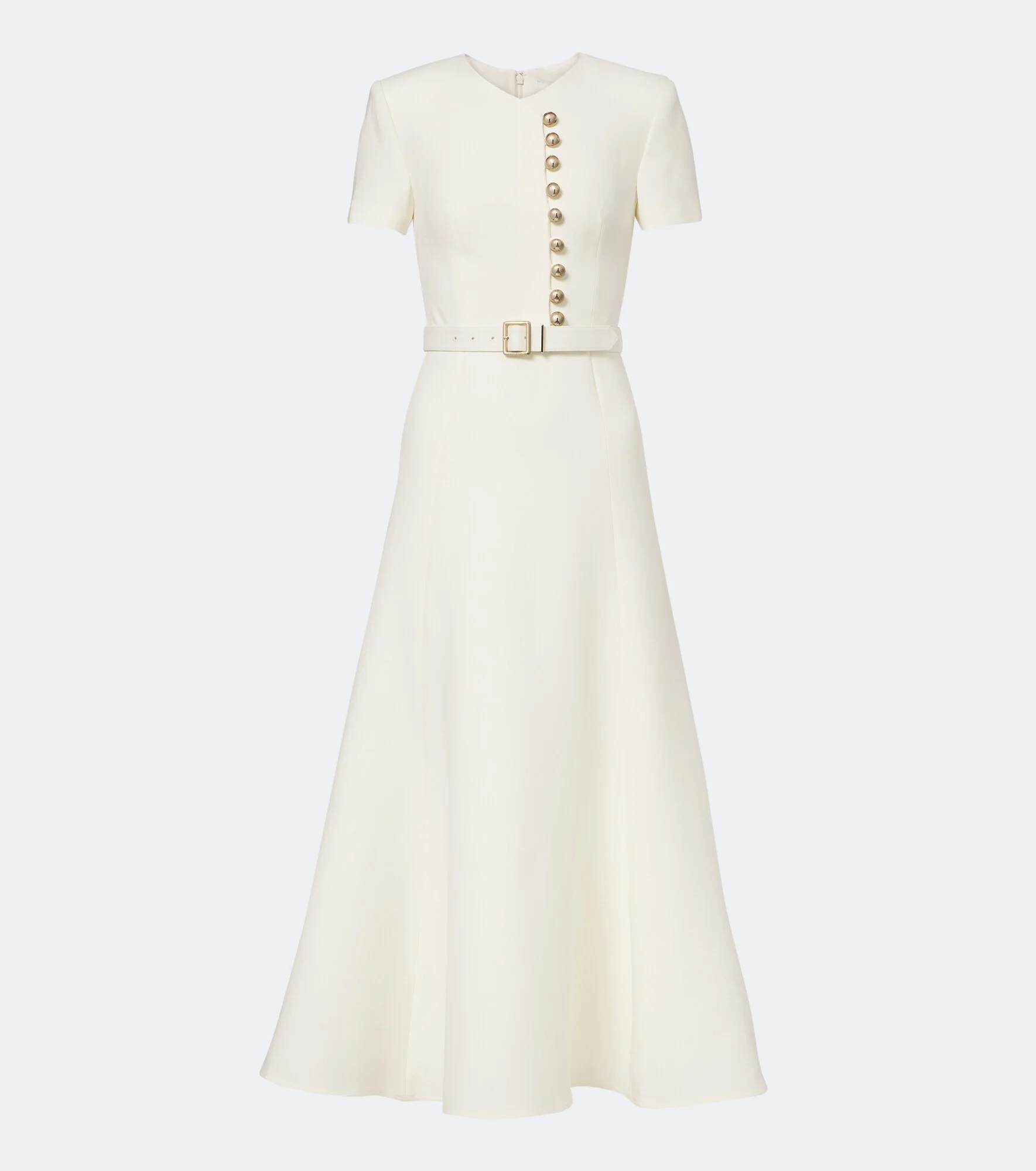 Belted wool and silk cocktail dress - 1