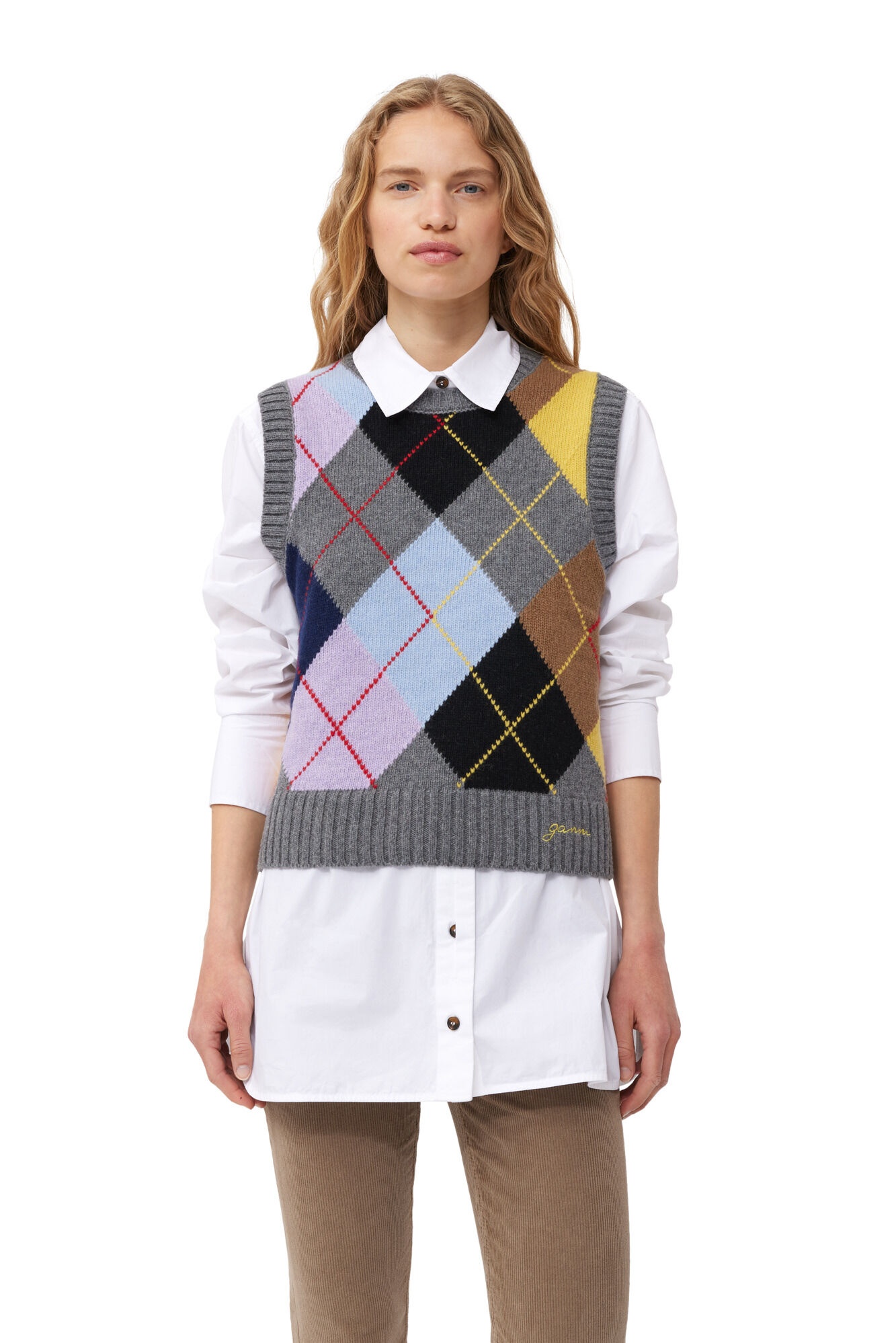 HARLEQUIN WOOL MIX KNIT VEST - 3