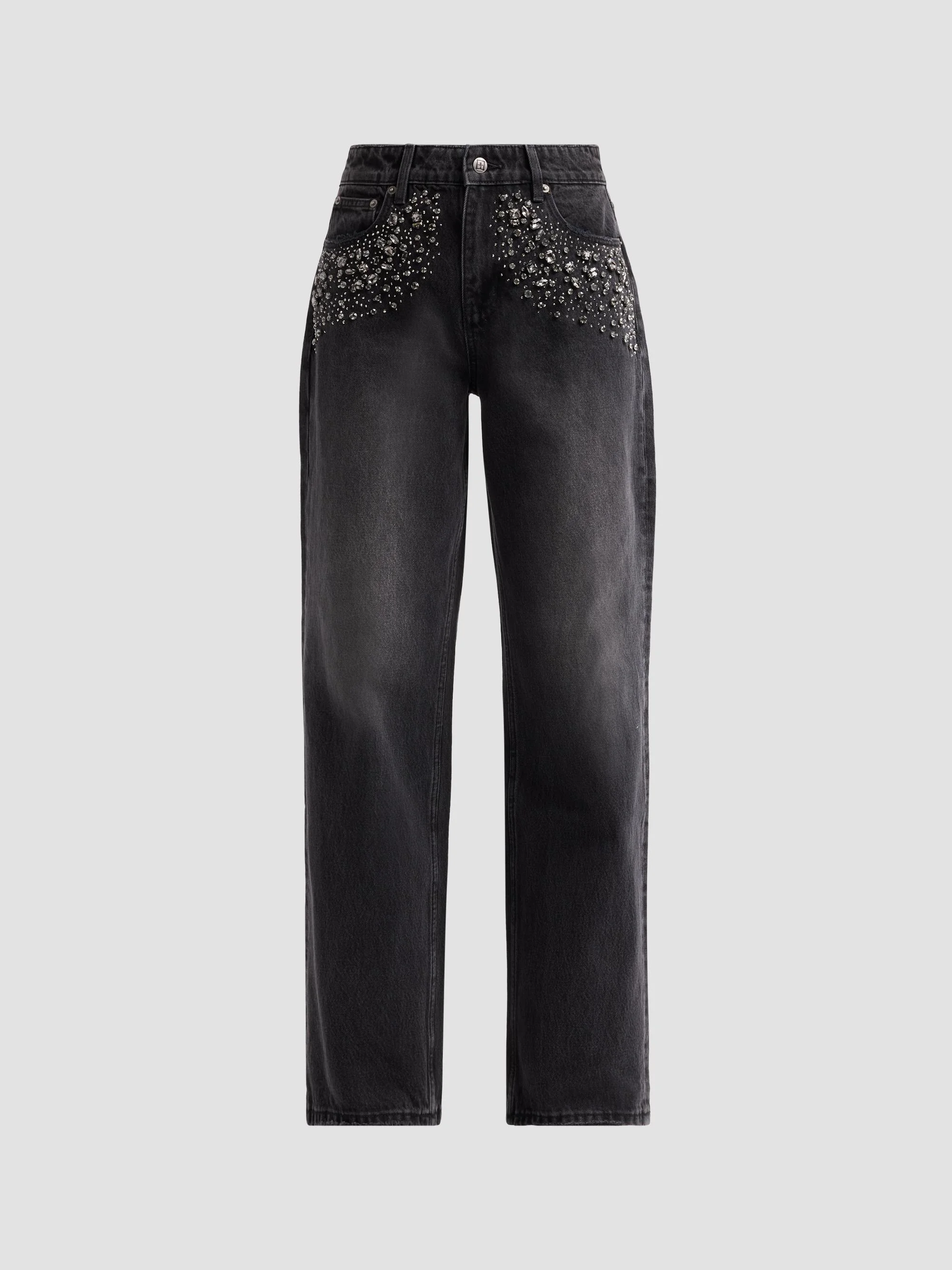Women's Low Rider Embellished Jeans - Black - 1