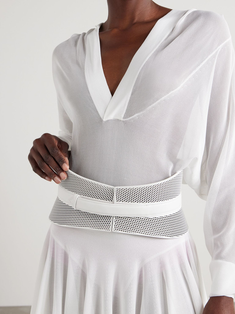 Alaïa Neo Bustier laser-cut leather belt White outlook