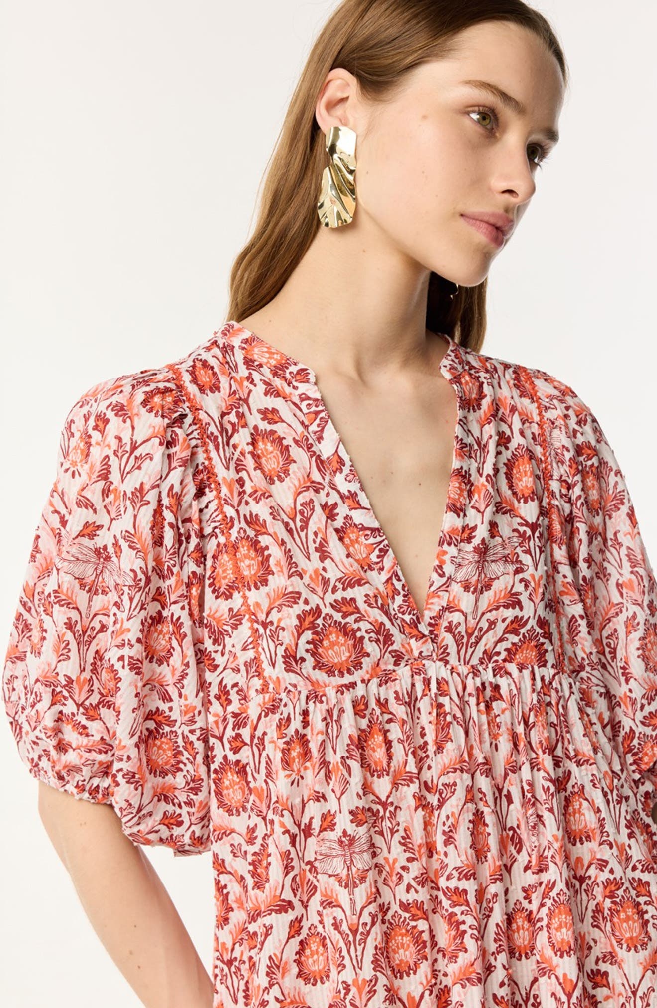 Poupette St Barth Aria Print Cotton Cover-Up Minidress in Pink Victorian at Nordstrom - 3
