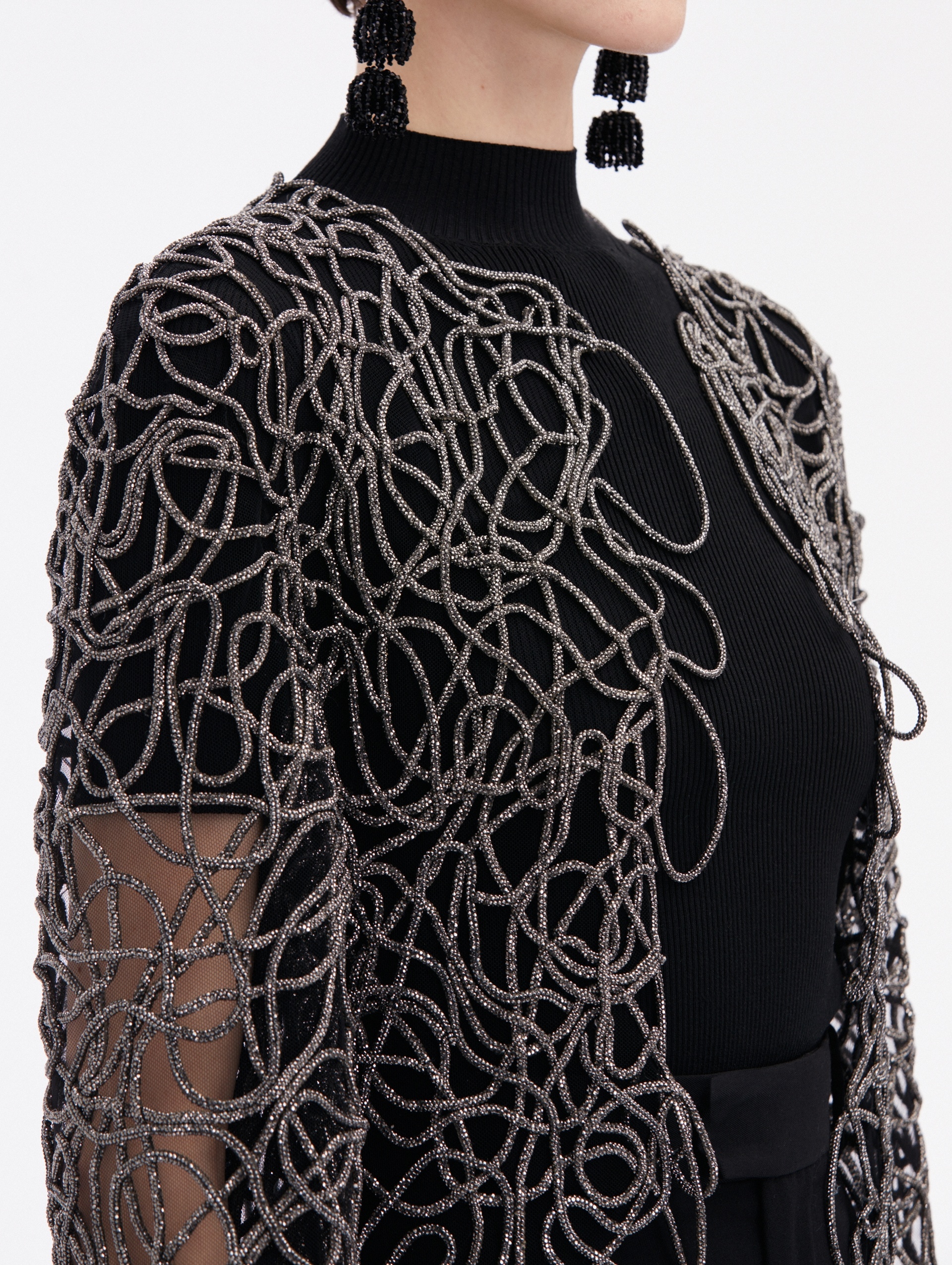 CRYSTAL EMBROIDERED CORD COAT - 4