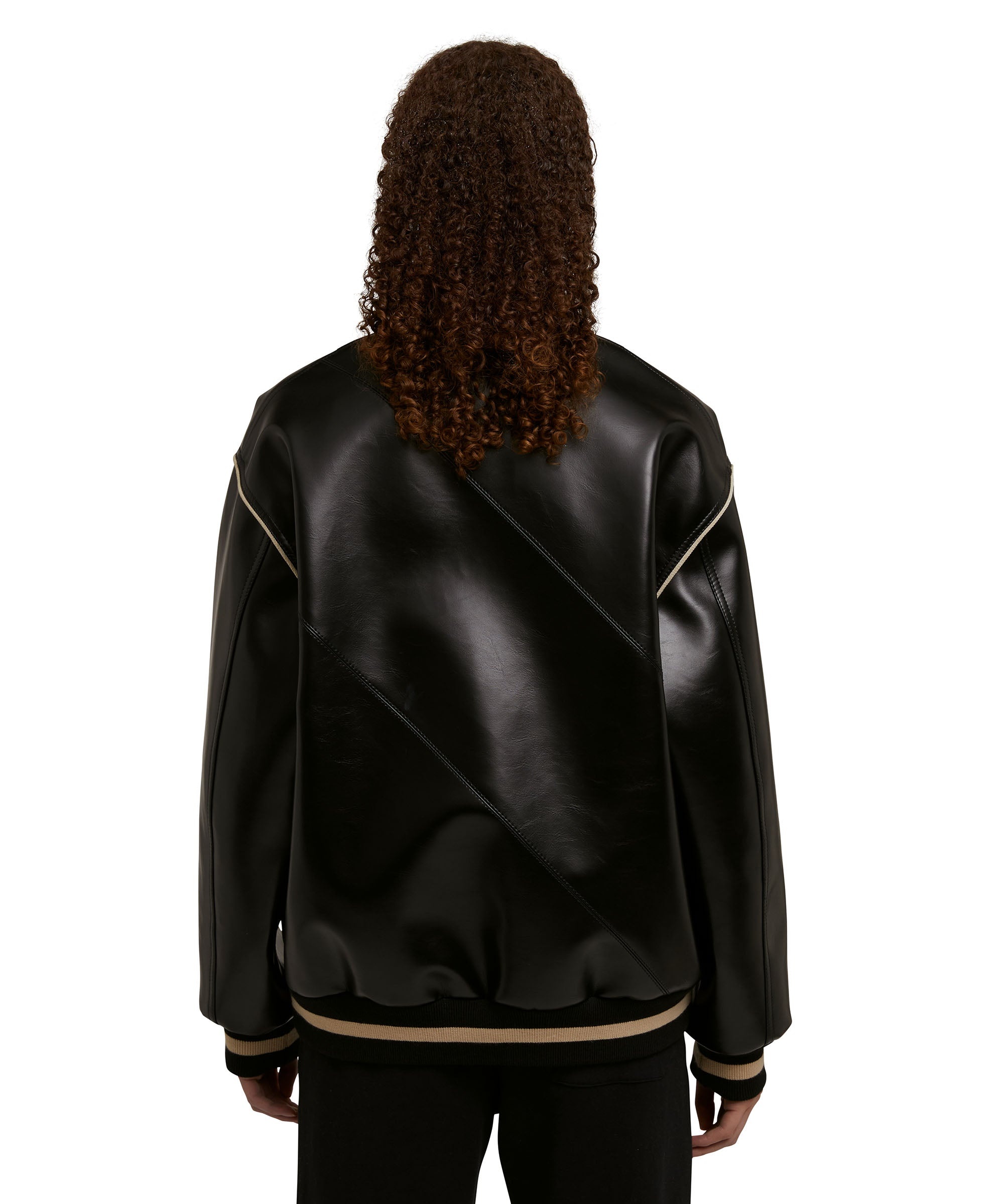 Faux leather bomber jacket  "Compact Eco Leather" fabric - 8
