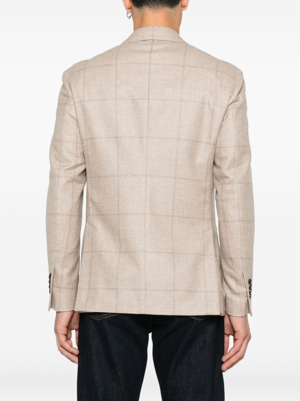 checked two-button jacket - 4