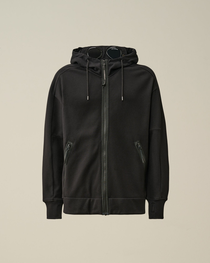 Diagonal Raised Fleece Goggle Zipped Hoodie 1