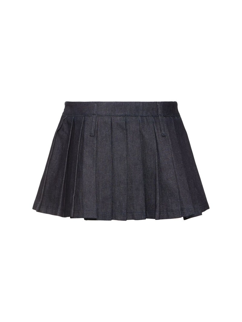 Blake pleated denim mini skirt - 3