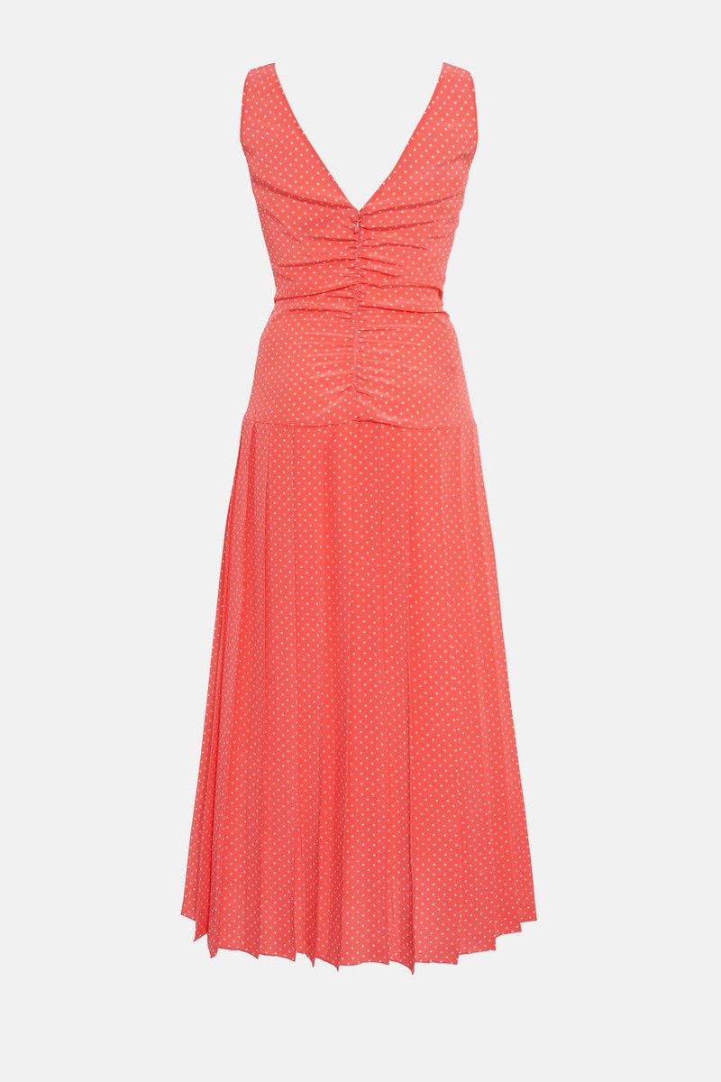 Alessandra Rich POLKA DOT SILK SLEEVELESS PLEATED DRESS WITH BOW outlook
