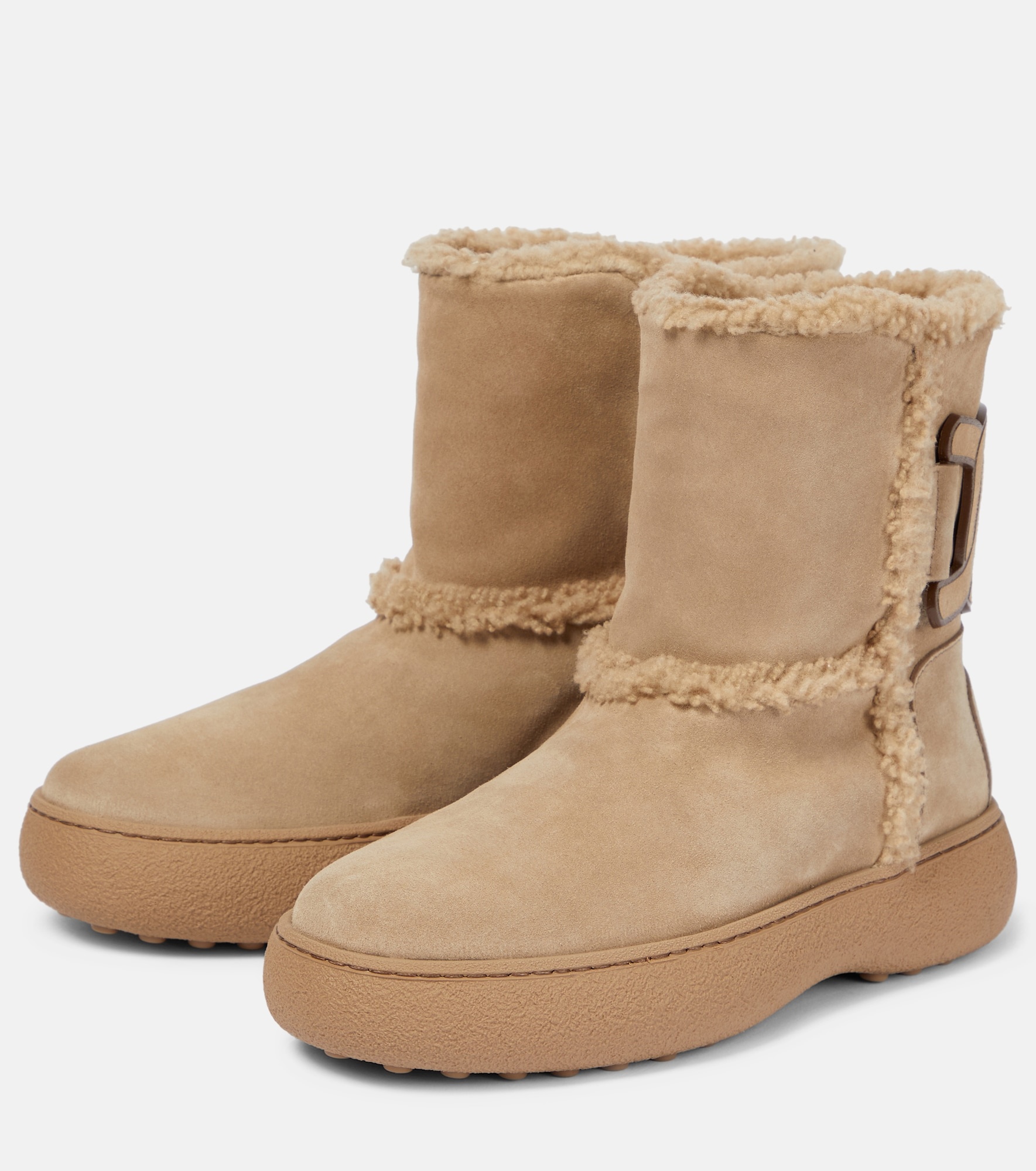 Suede and shearling ankle boots - 5
