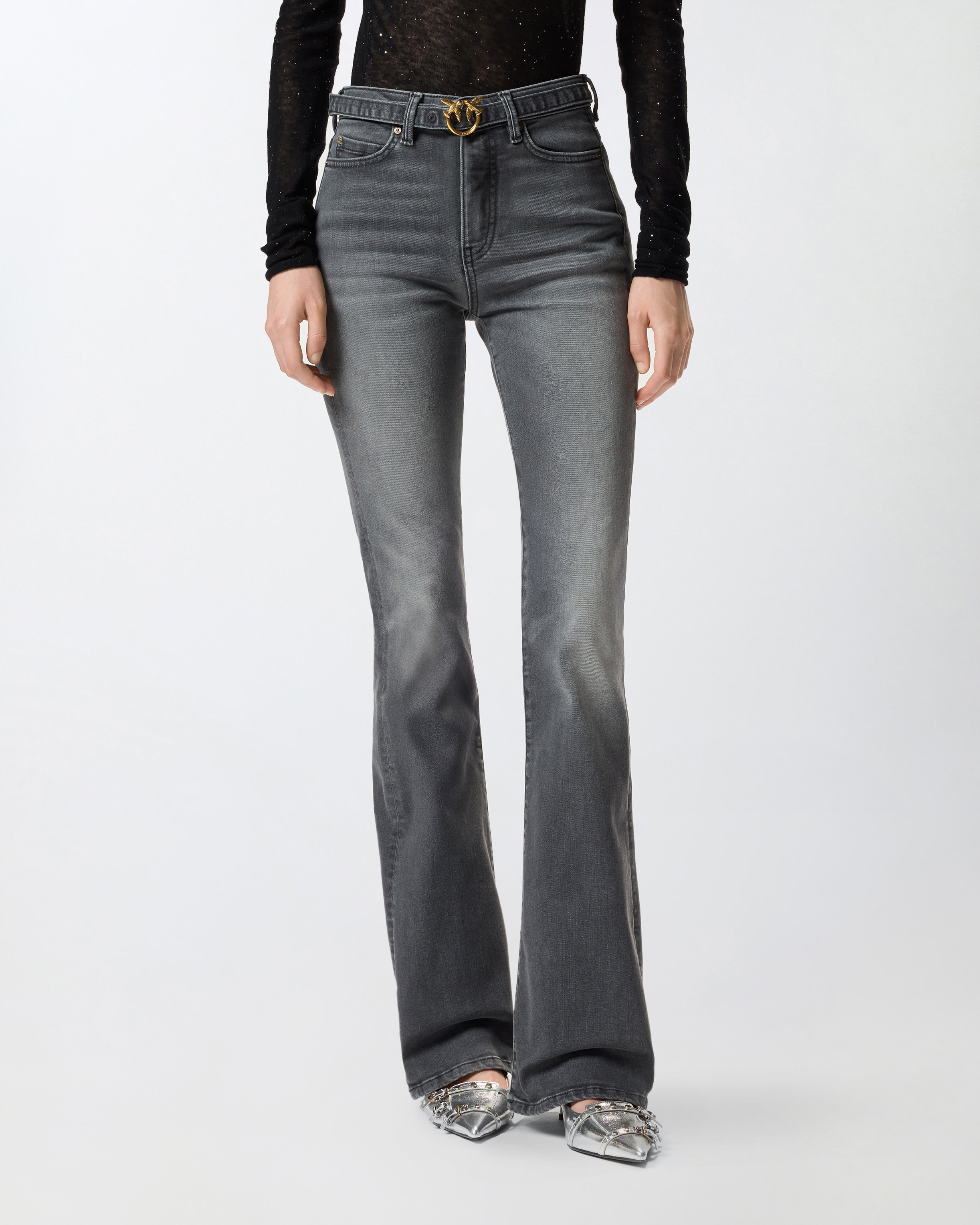 GREY DENIM FLARED JEANS - 3
